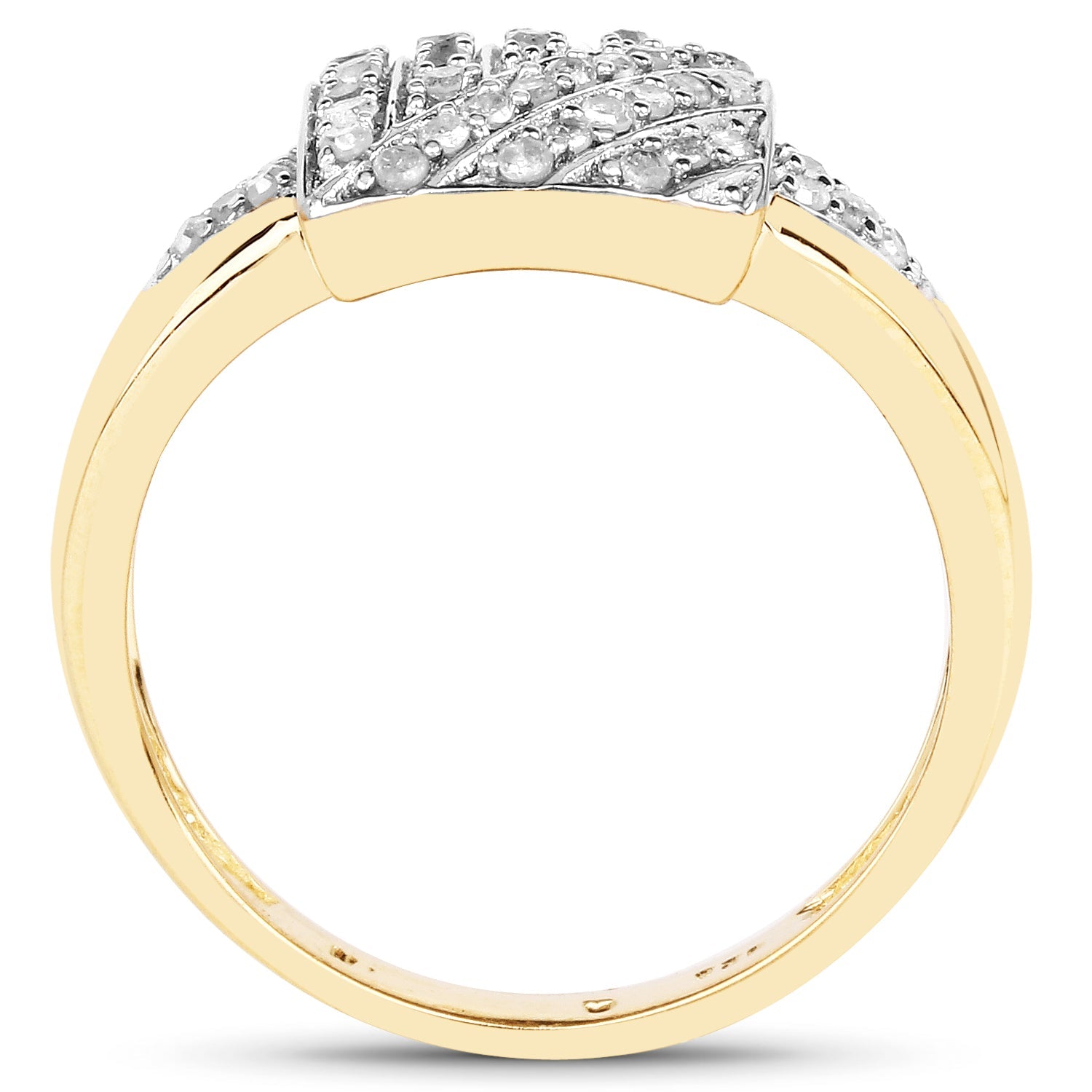 14K Yellow Gold Plated 0.23 Carat Genuine White Diamond .925 Sterling Silver Ring