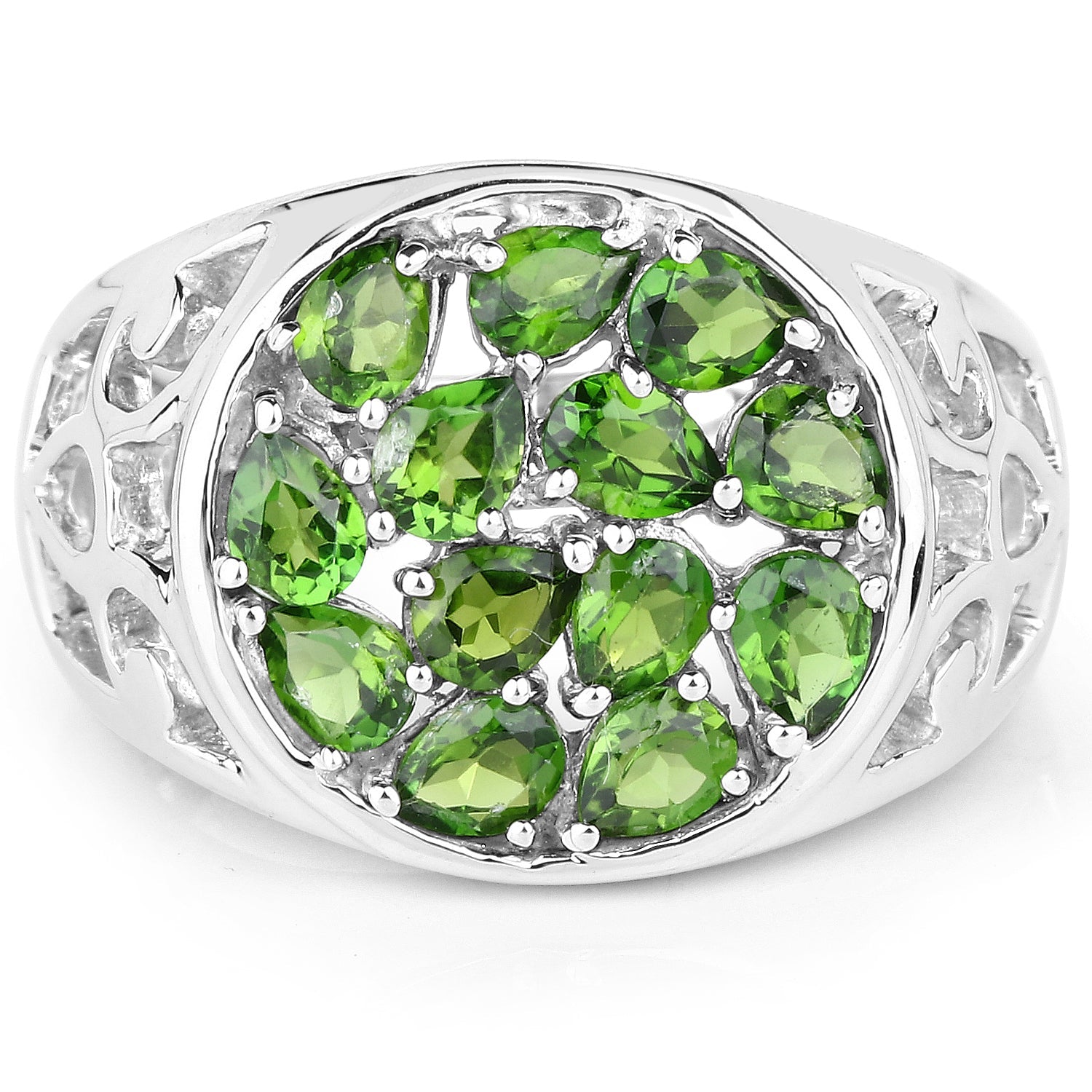 2.21 Carat Genuine Chrome Diopside .925 Sterling Silver Ring