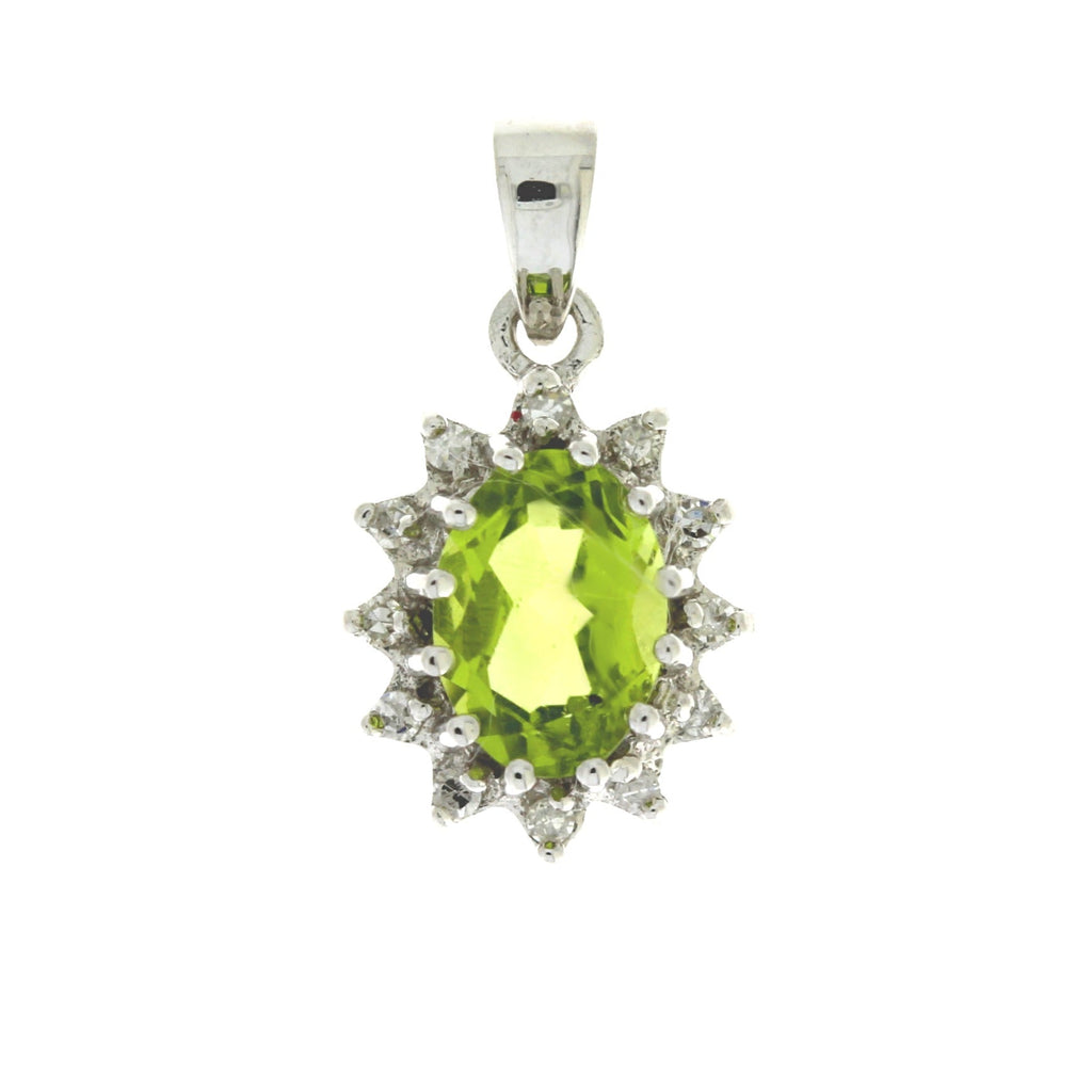 .96ct Peridot Diamond Fashion Pendants 10KT White Gold