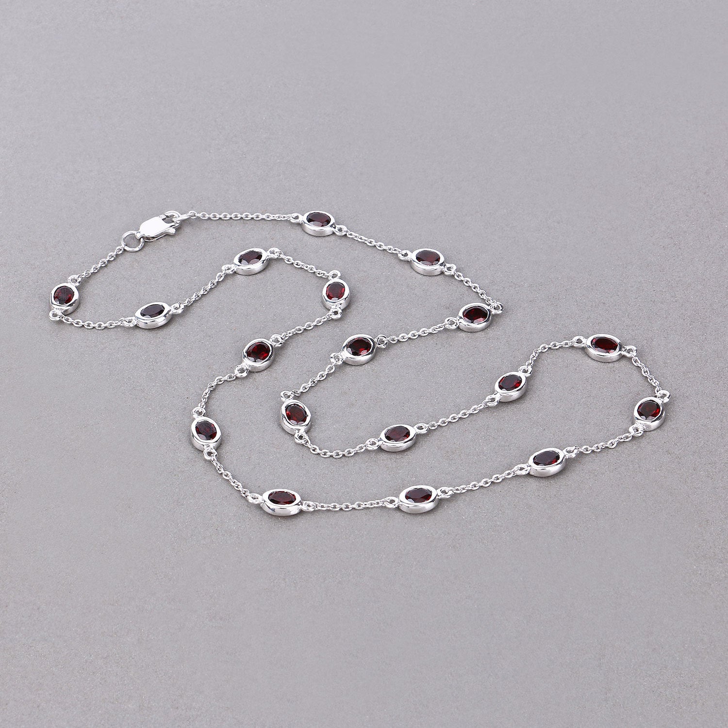8.10 Carat Genuine Garnet .925 Sterling Silver Necklace