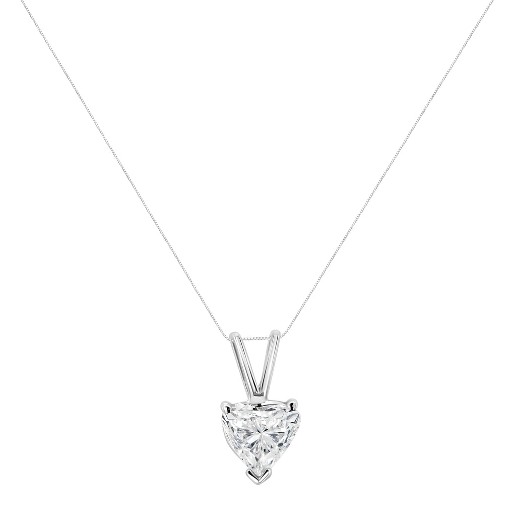 14K White Gold 1/5 Cttw 3-Prong Set Heart Shaped Solitaire Lab Grown Diamond 18" Pendant Necklace (F-G Color, VS2-SI1 Clarity)