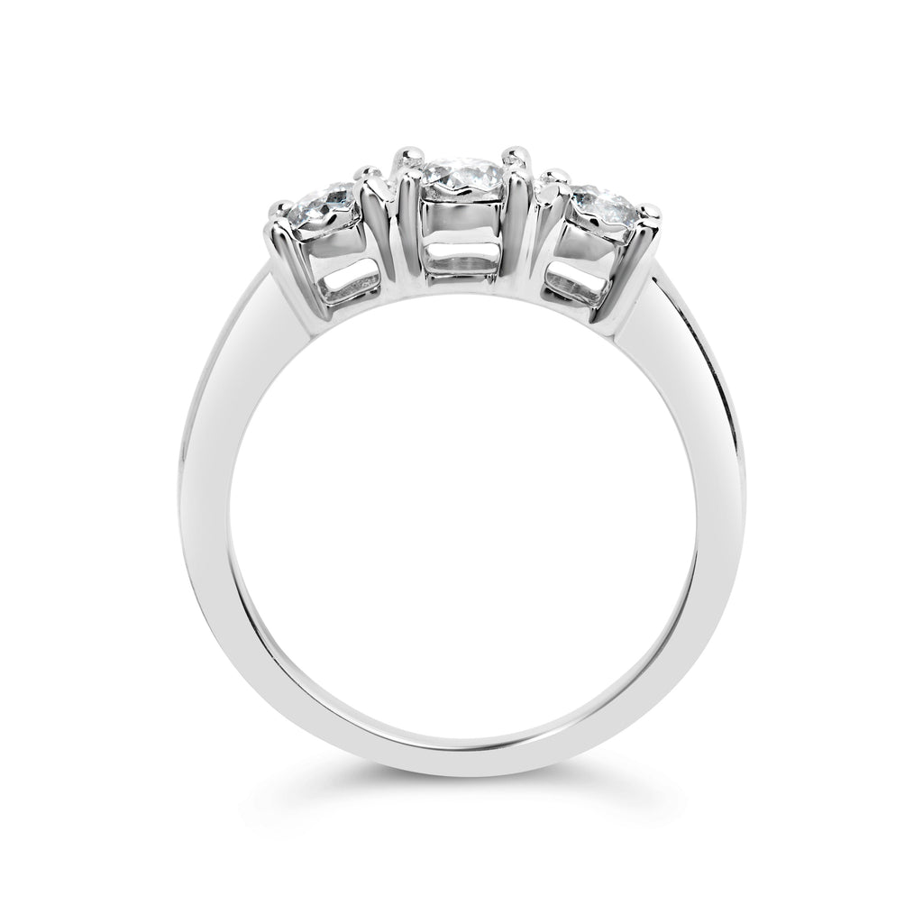 14K White Gold 1/2 Cttw Miracle Set Round Lab Grown Diamond Three Stone Illusion Plate Ring (F-G Color, VS1-VS2 Clarity) - Ring Size 7