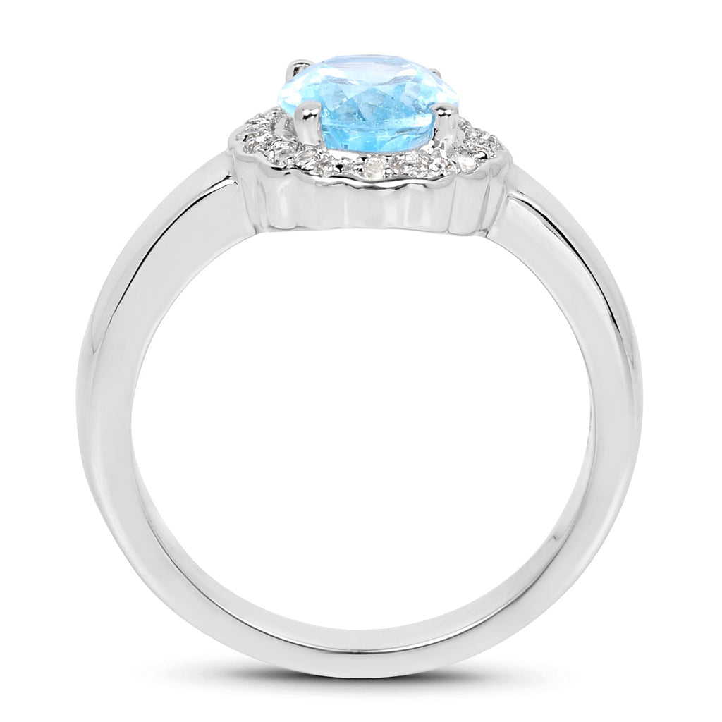 2.58 Carat Genuine  Blue Topaz and White Topaz .925 Sterling Silver Ring