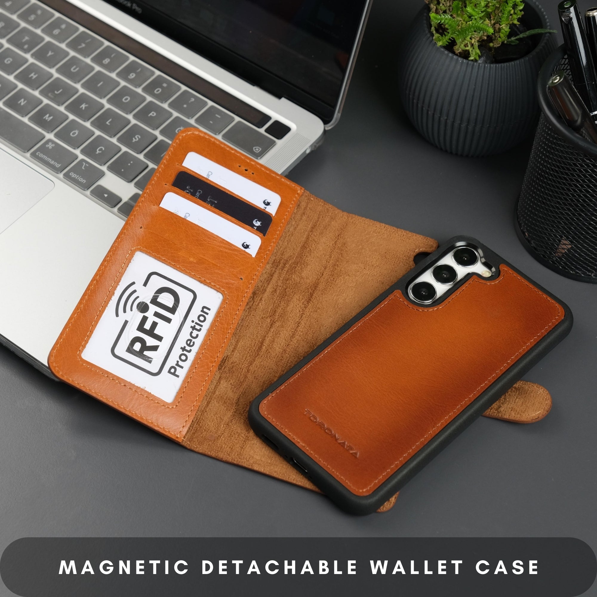 Buffalo Leather Samsung Galaxy S24 Plus Wallet with Detachable Case