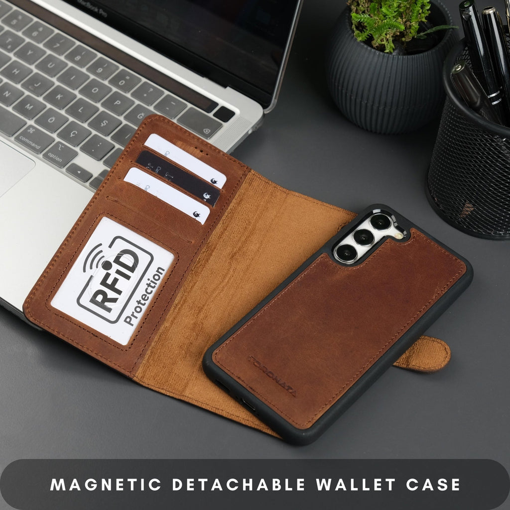 Buffalo Leather Samsung Galaxy S24 Wallet with Detachable Case