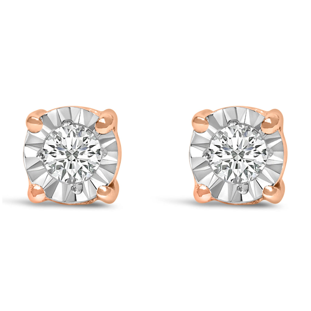 .925 Sterling Silver 1/10 Cttw Round Brilliant-Cut Lab Grown Diamond Miracle-Set Stud Earrings (F-G Color, VS1-VS2 Clarity)