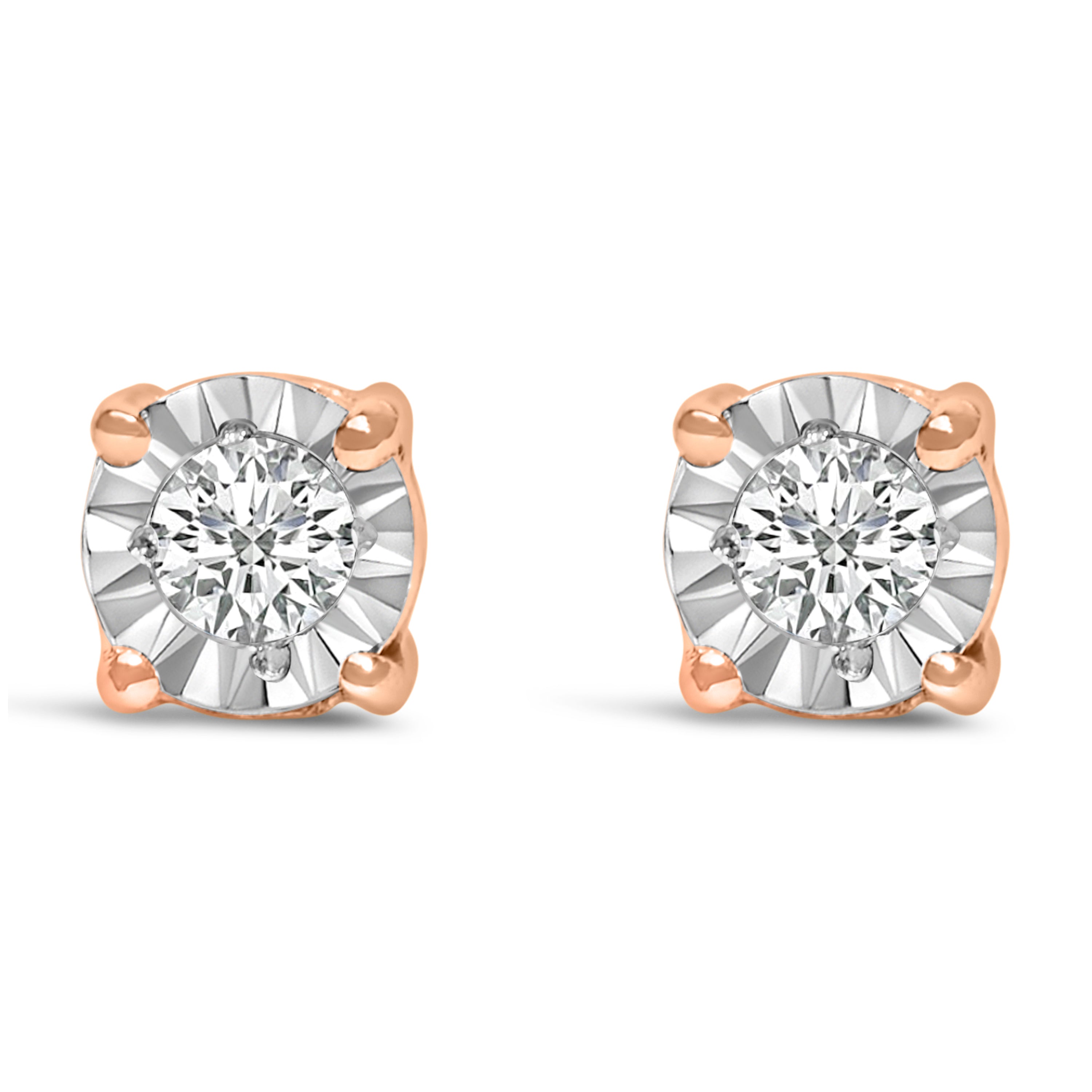 .925 Sterling Silver 1/10 Cttw Round Brilliant-Cut Lab Grown Diamond Miracle-Set Stud Earrings (F-G Color, VS1-VS2 Clarity)
