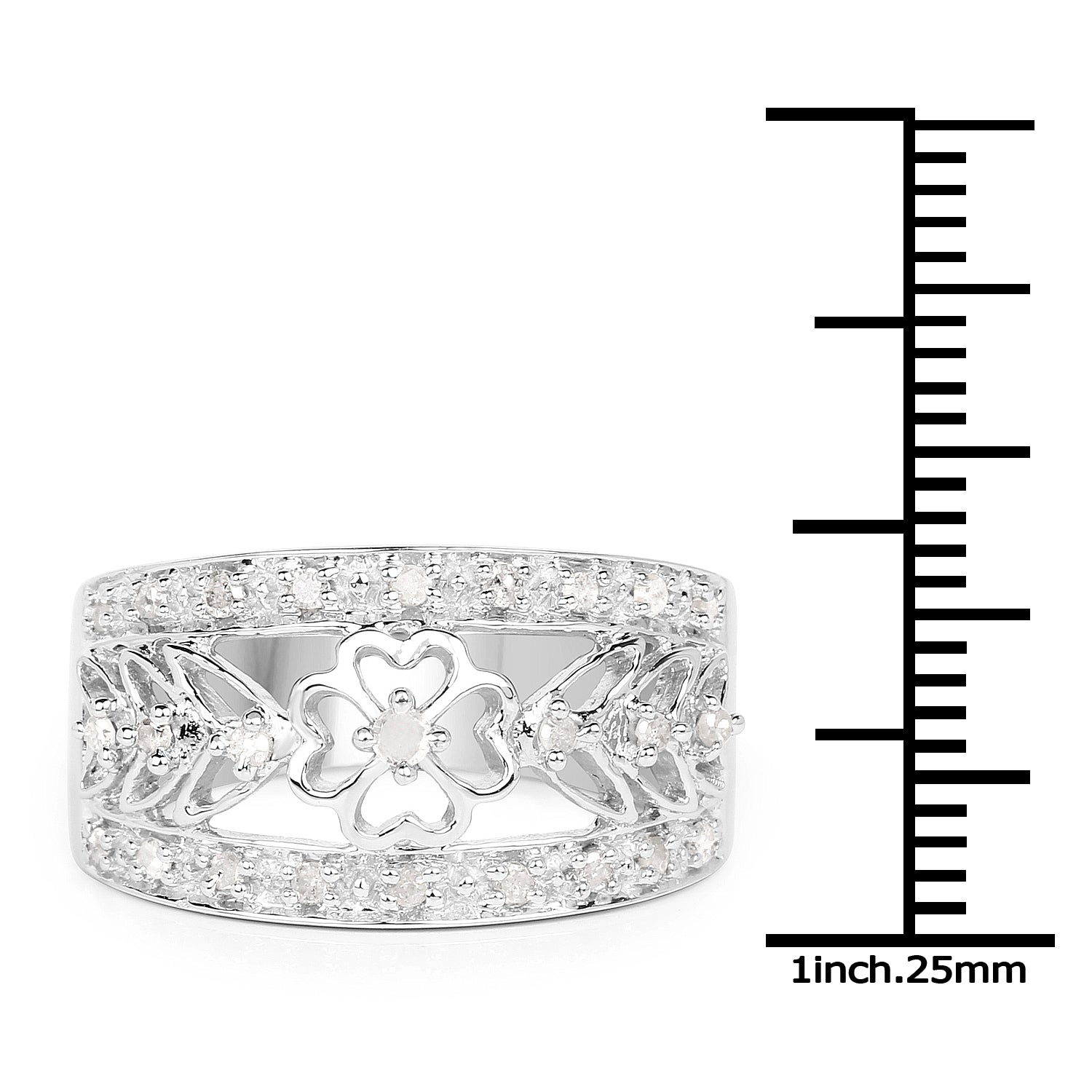 0.31 Carat Genuine White Diamond .925 Sterling Silver Ring