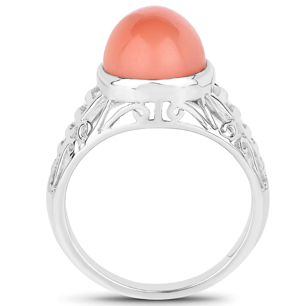 6.00 Carat Genuine Peach Moonstone .925 Sterling Silver Ring