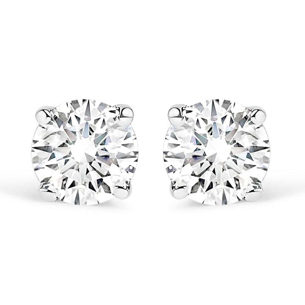 .925 Sterling Silver 1/2 Cttw Round Brilliant-Cut Lab Grown Diamond Classic 4-Prong Stud Earrings (F-G Color, VS1-VS2 Clarity)