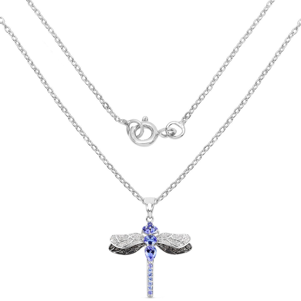 1.93 Carat Genuine Tanzanite and White Topaz .925 Sterling Silver Pendant
