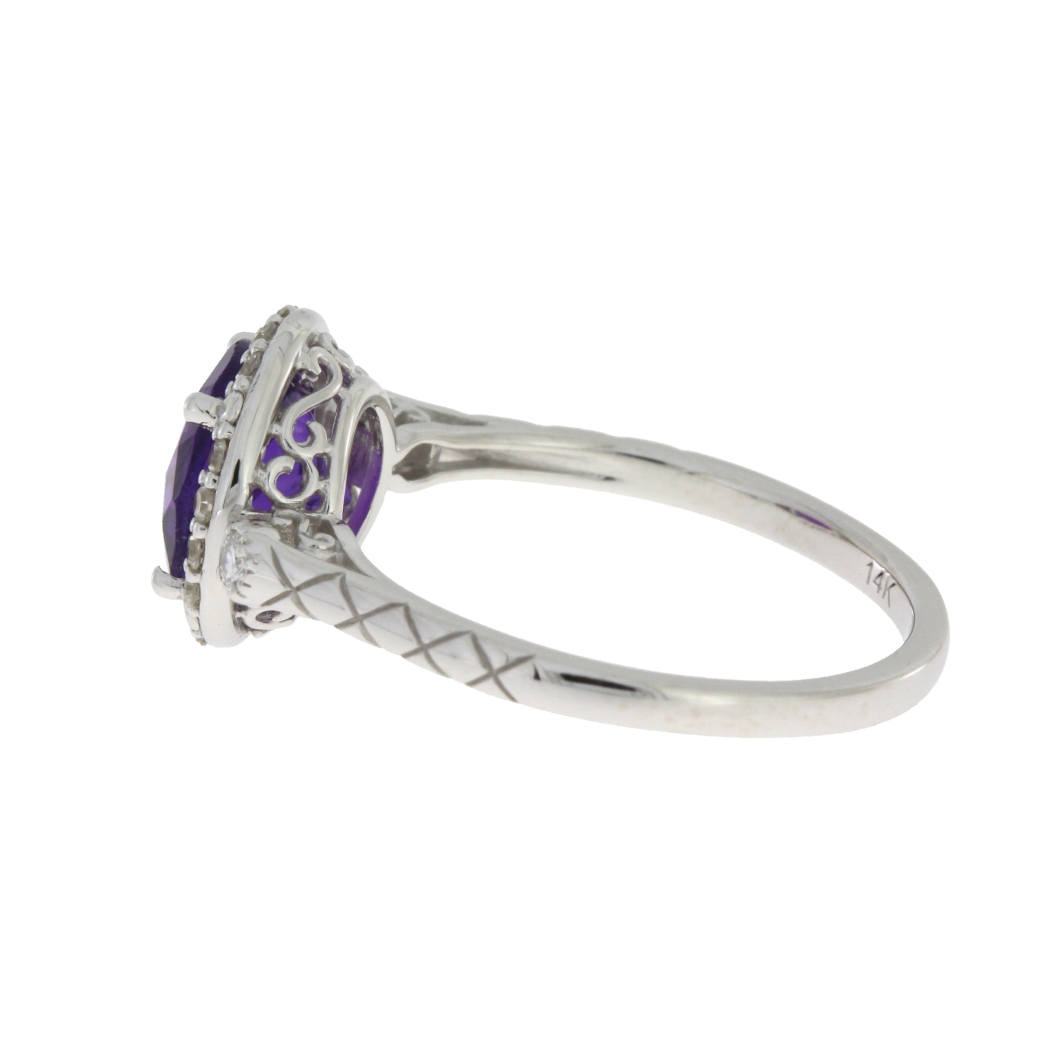 2.07ct Amethyst Diamond Ring 14KT White Gold