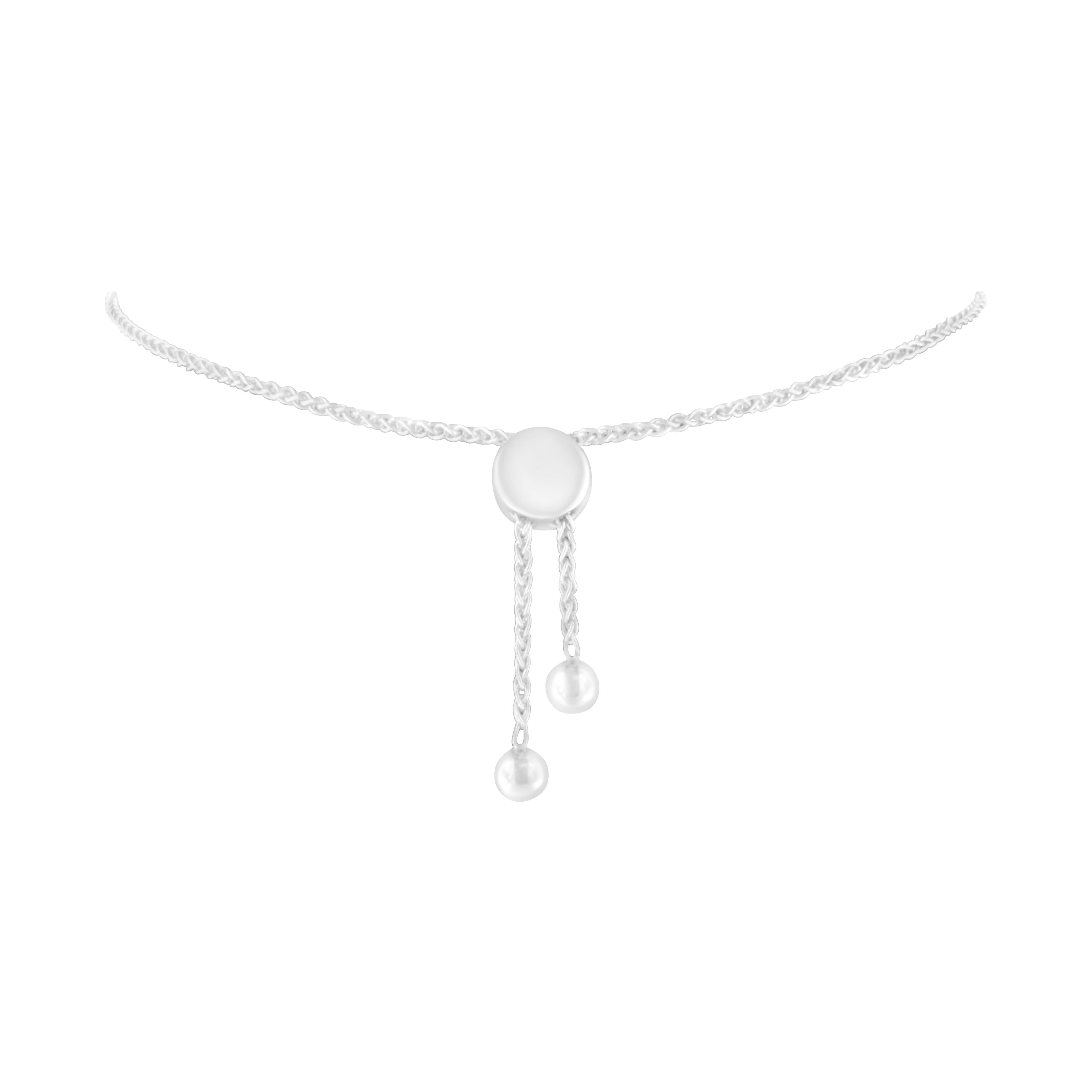 Sterling Silver Diamond Woven Heart Bolo Bracelet (0.1 cttw, H-I Color, I2-I3 Clarity)