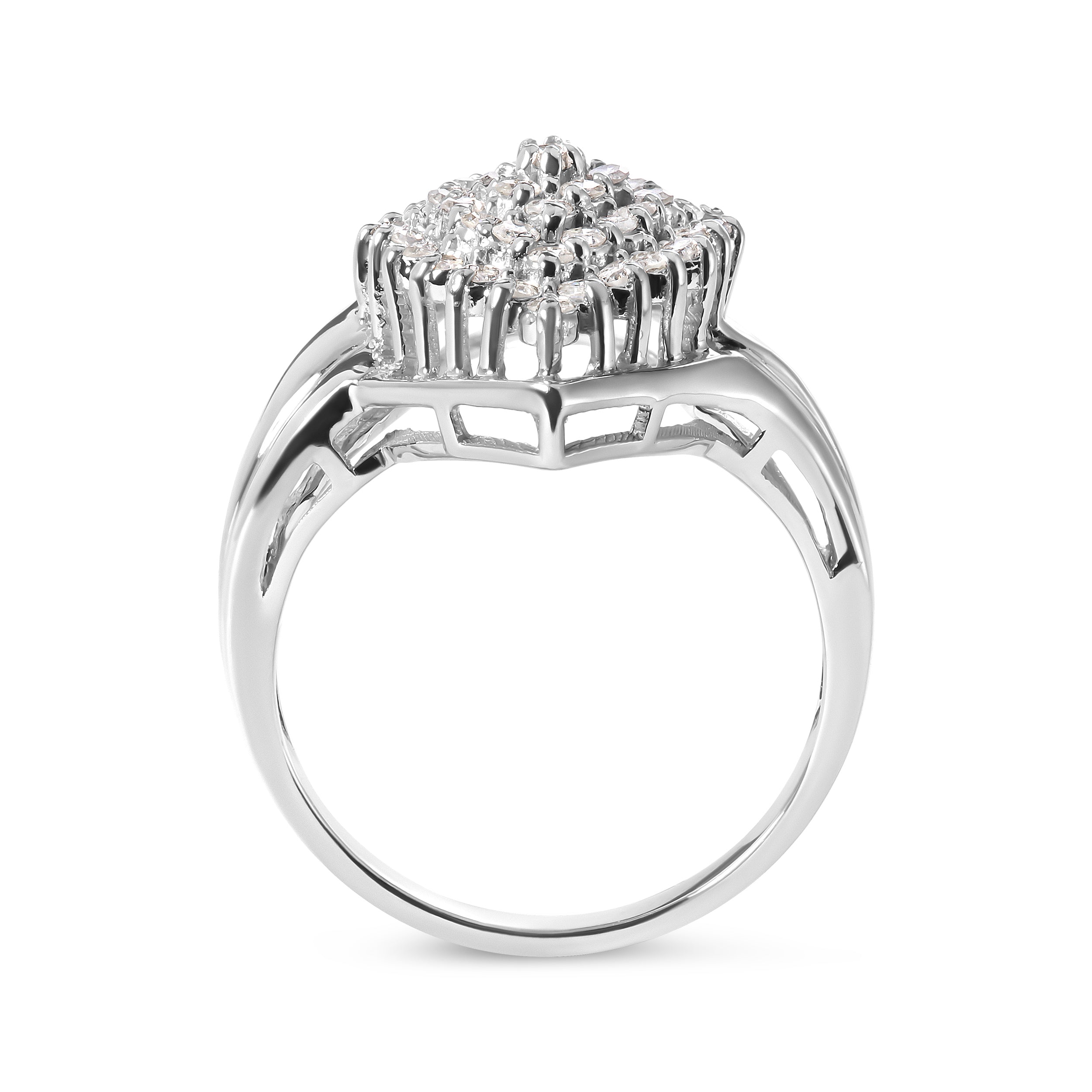 10K White Gold 1/2 Cttw Diamond Pear Shaped Cluster Ring (H-I Color, I1-I2 Clarity) - Ring Size 7