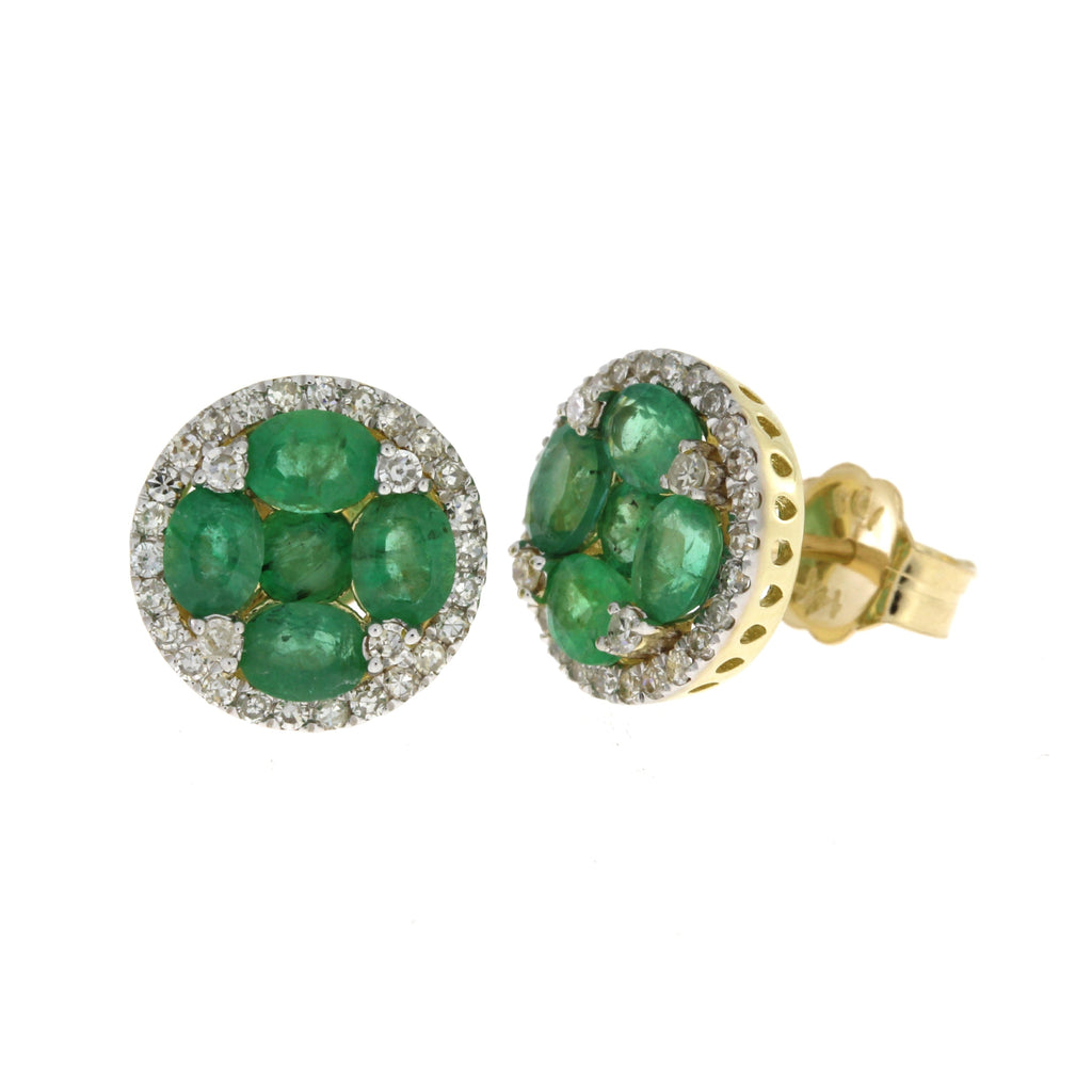 1.46ct Emerald Diamond Stud Earrings 14KT Yellow Gold