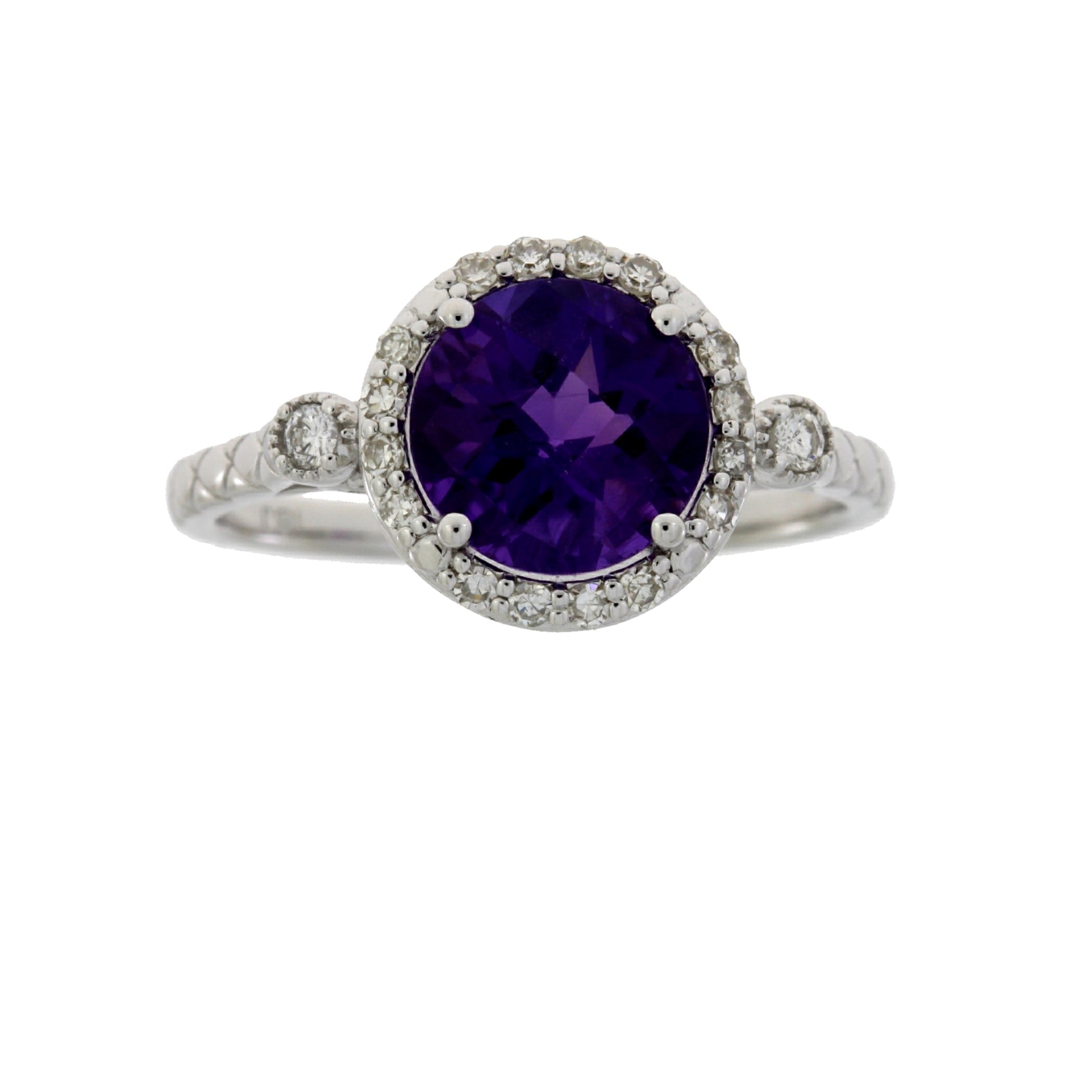 2.07ct Amethyst Diamond Ring 14KT White Gold