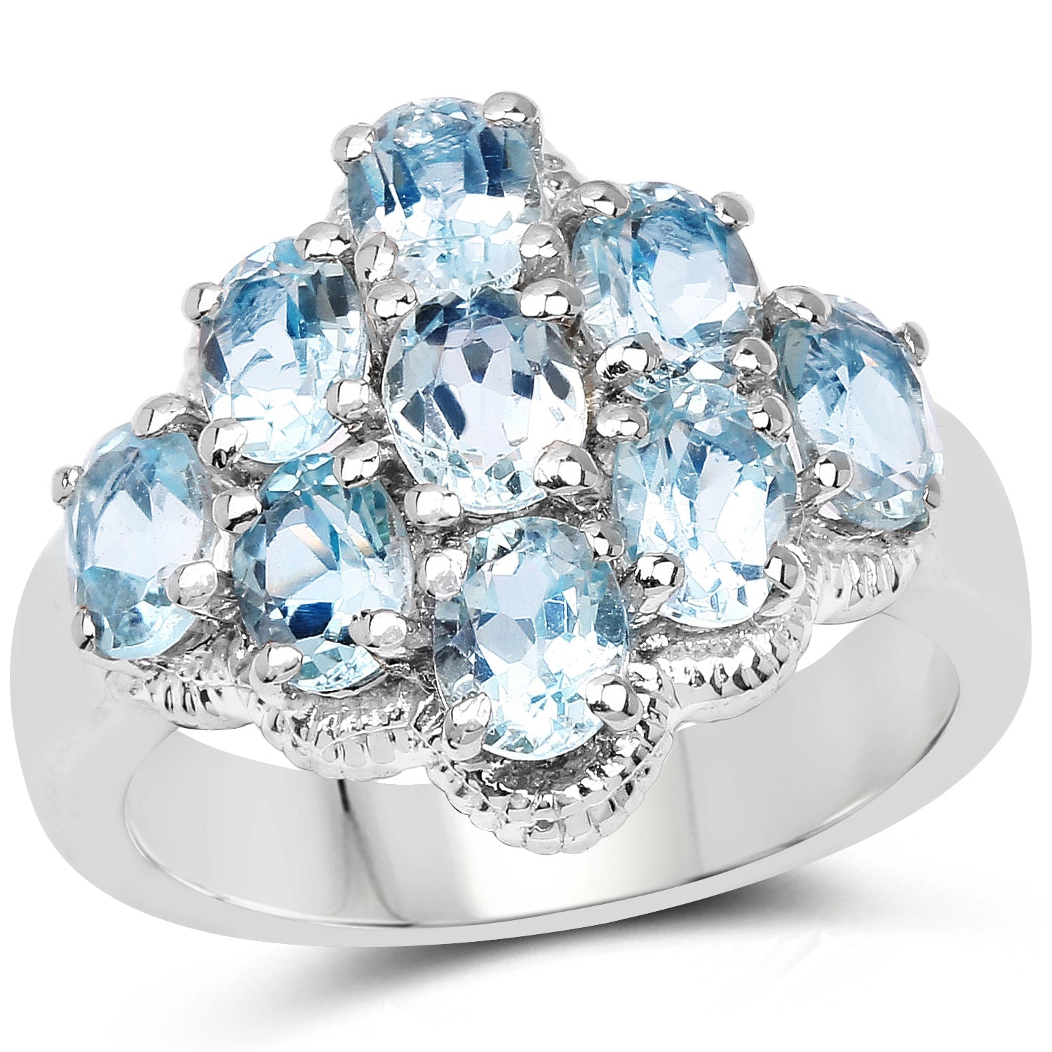 3.24 Carat Genuine Blue Topaz .925 Sterling Silver Ring