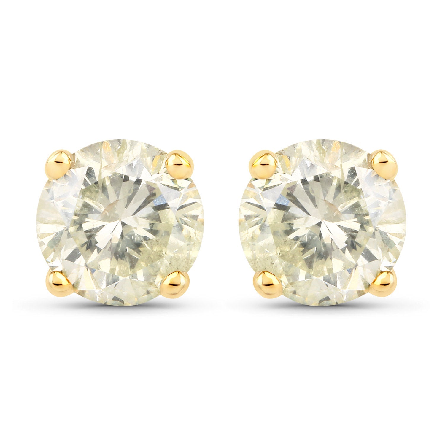 1.24 Carat Genuine LB Diamond 14K Yellow Gold Earrings