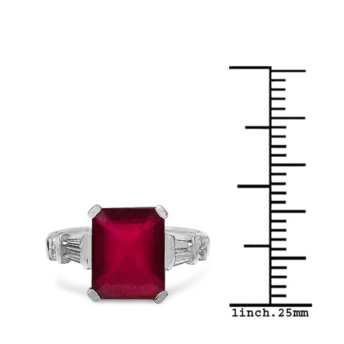 4.30 ct. t.w. Glass Filled Ruby and White Topaz Ring in Sterling Silver