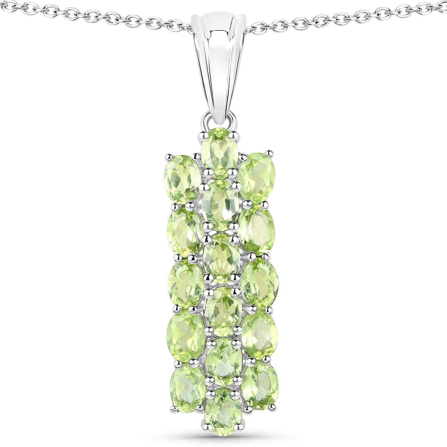8.84 Carat Genuine Peridot .925 Sterling Silver 3 Piece Jewelry Set (Ring, Earrings, and Pendant w/ Chain)