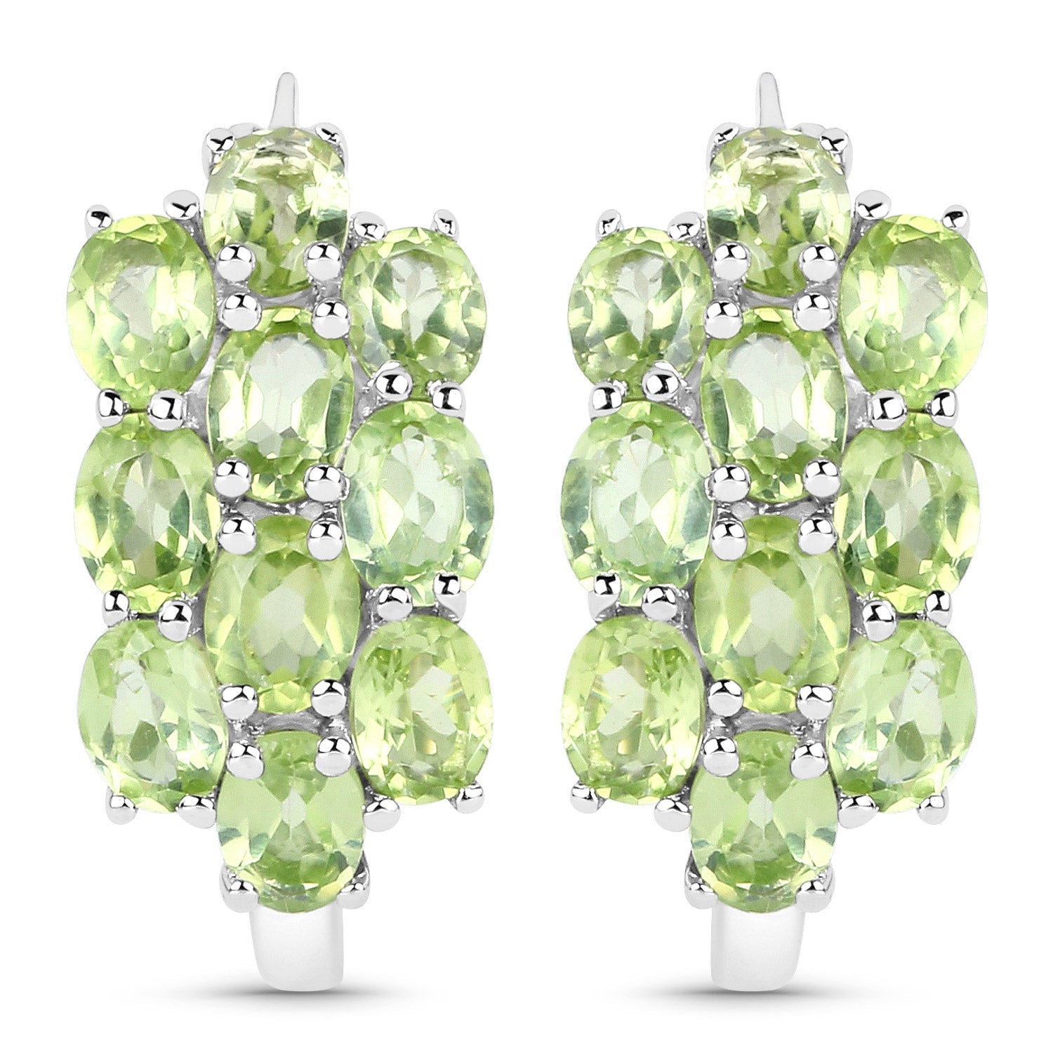 8.84 Carat Genuine Peridot .925 Sterling Silver 3 Piece Jewelry Set (Ring, Earrings, and Pendant w/ Chain)