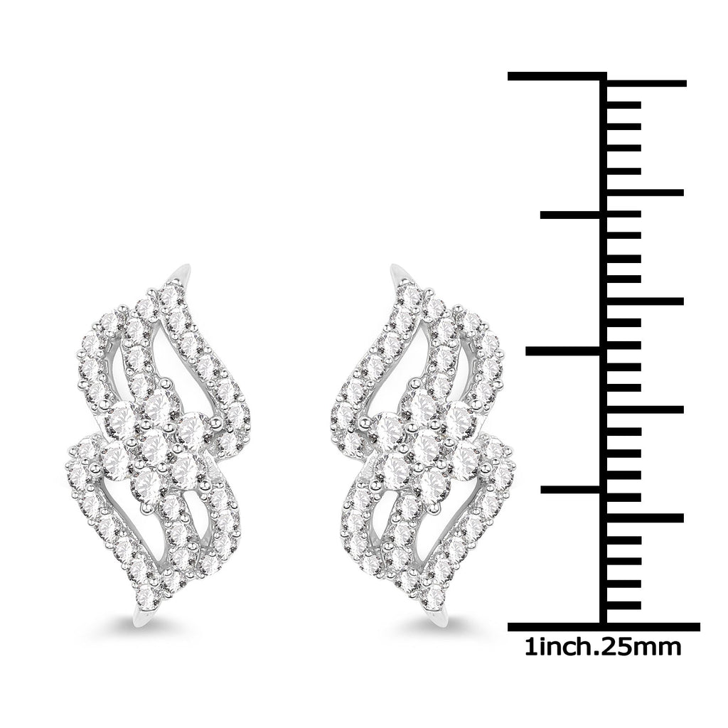 0.68 Carat Genuine White Diamond 14K White Gold Earrings (G-H Color, SI1-SI2 Clarity)