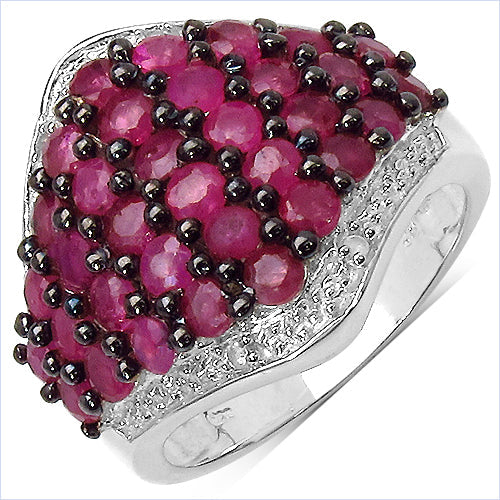 2.76 Carat Genuine Ruby & White Topaz .925 Sterling Silver Ring
