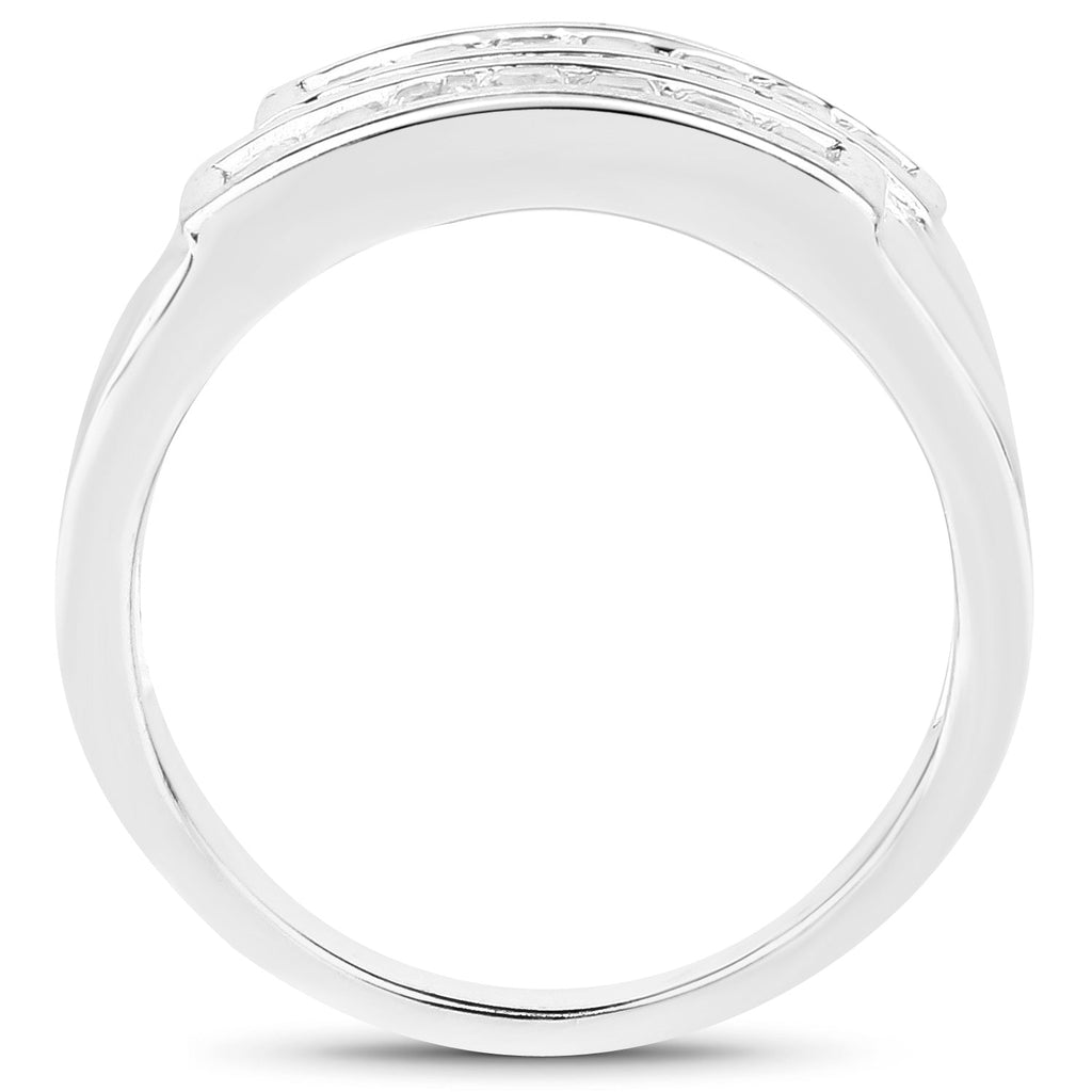 0.70 Carat Genuine White Sapphire .925 Sterling Silver Ring