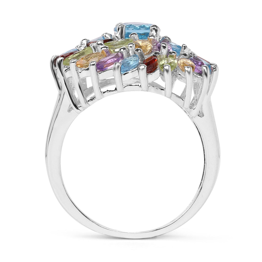 3.70 Carat Genuine Multi Stone .925 Sterling Silver Ring