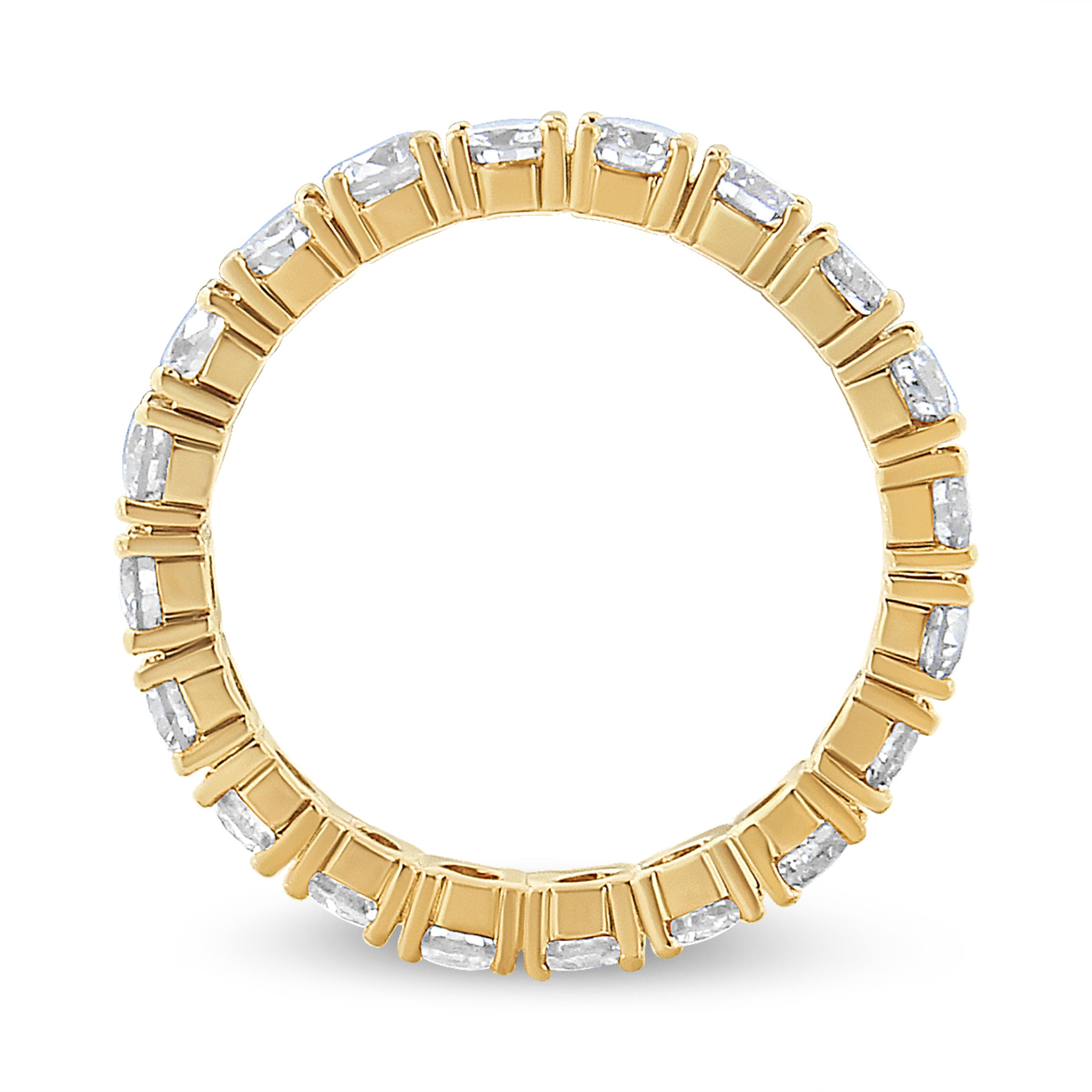 14K Yellow Gold 2.00 Cttw Shared Prong Set Round Cut Diamond Eternity Band (J-K Color, VS1-VS2 Clarity) - Ring Size 6.75