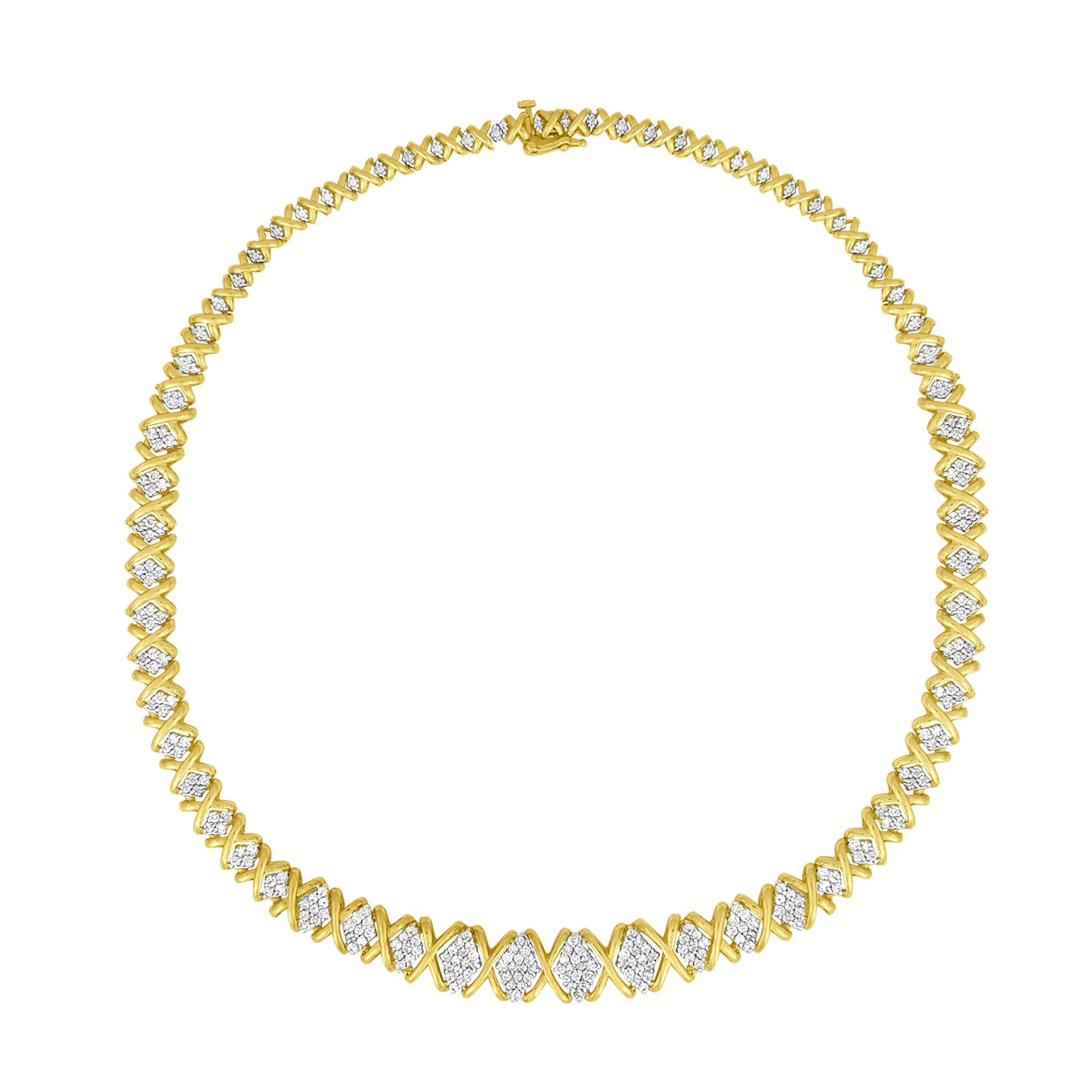 10K Yellow Gold 4 cttw Brilliant Round-Cut Diamond Graduating Riviera Statement Necklace (H-I Color, I2-I3 Clarity)