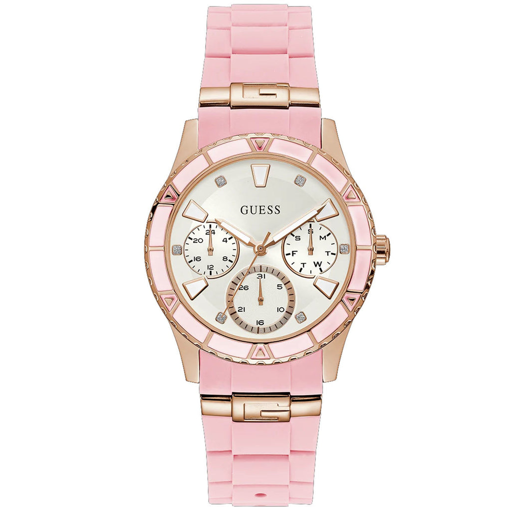 Guess Women's Pink Rose Gold Tone Multi-function