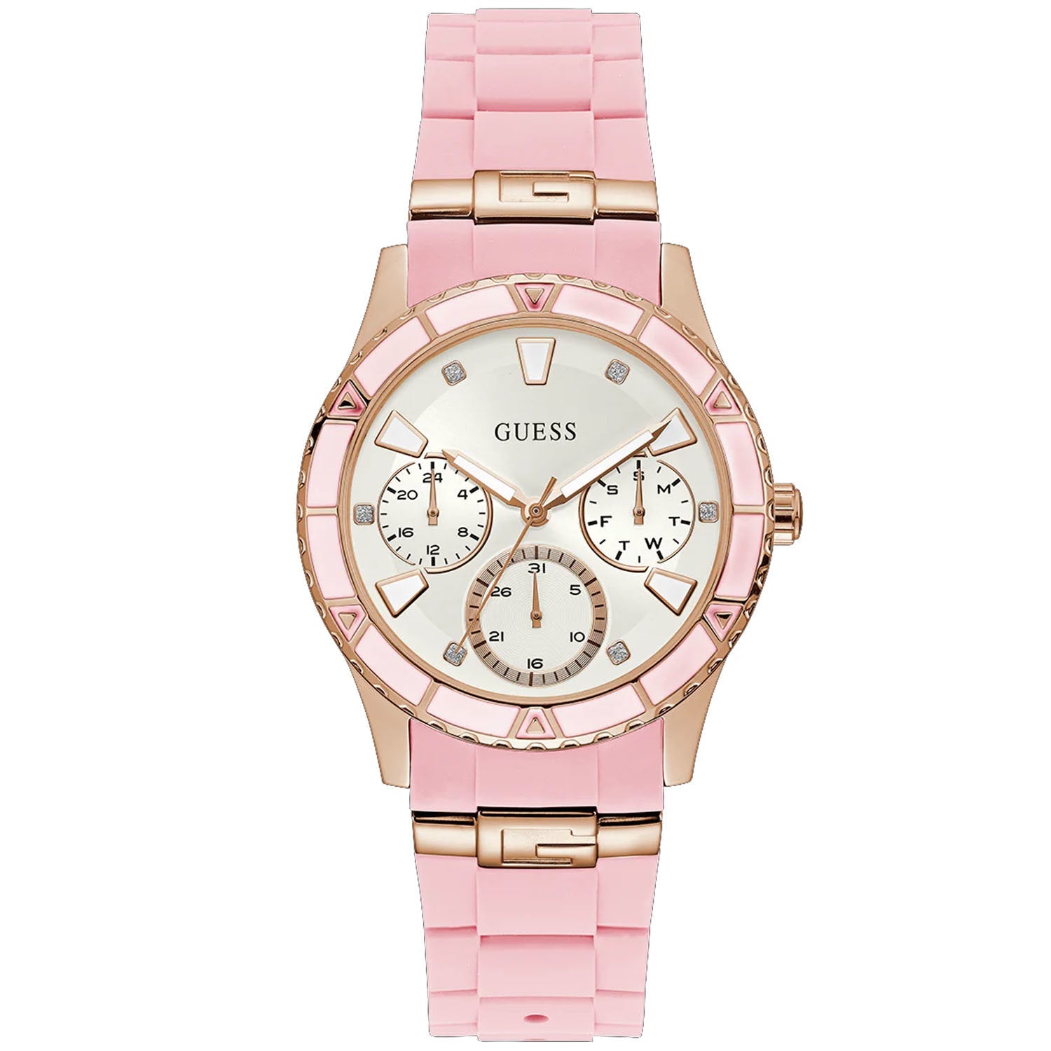 Guess Women's Pink Rose Gold Tone Multi-function