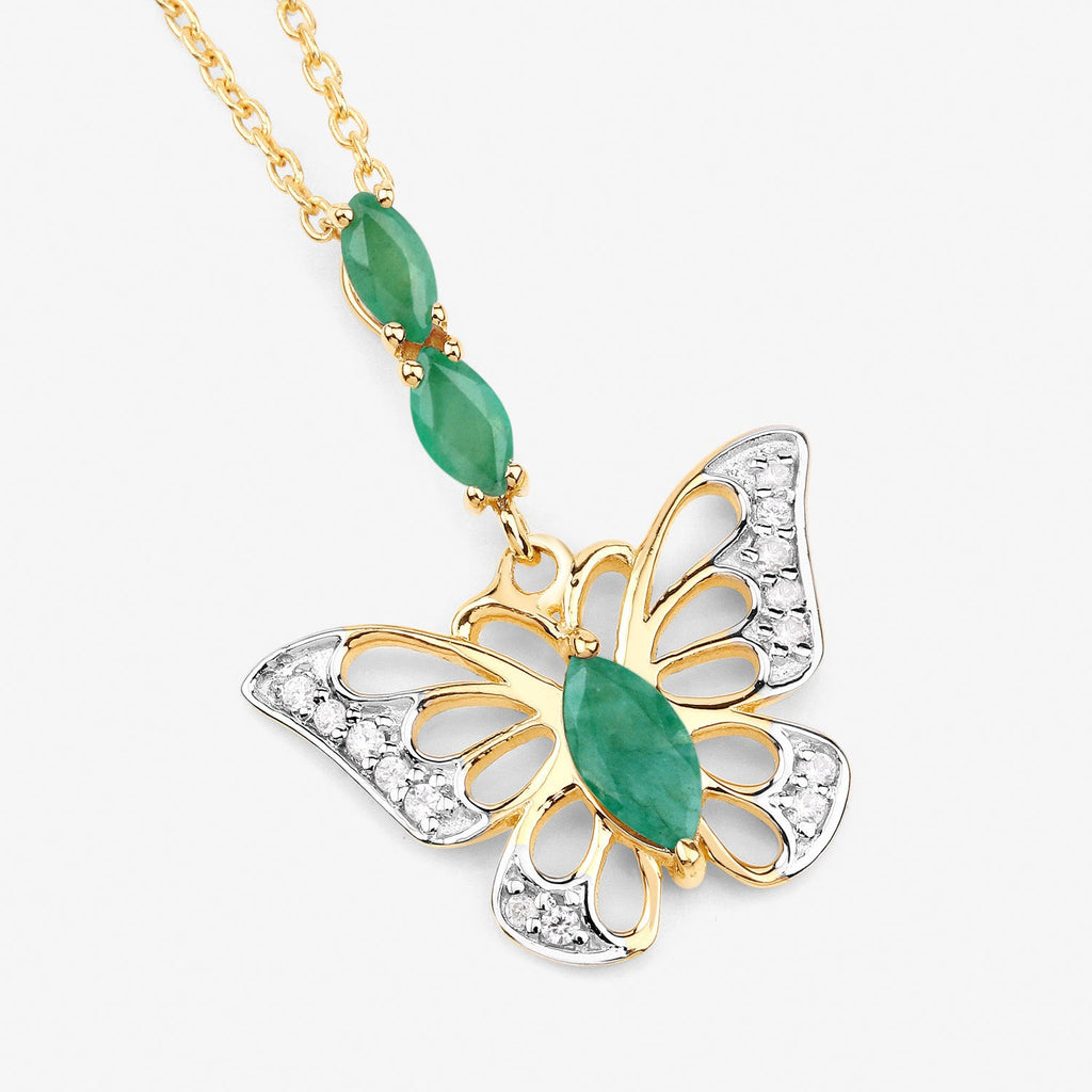 0.72 Carat Genuine Emerald and White Zircon .925 Sterling Silver Pendant