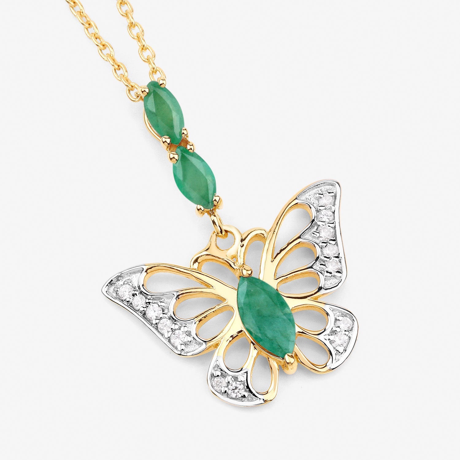0.72 Carat Genuine Emerald and White Zircon .925 Sterling Silver Pendant