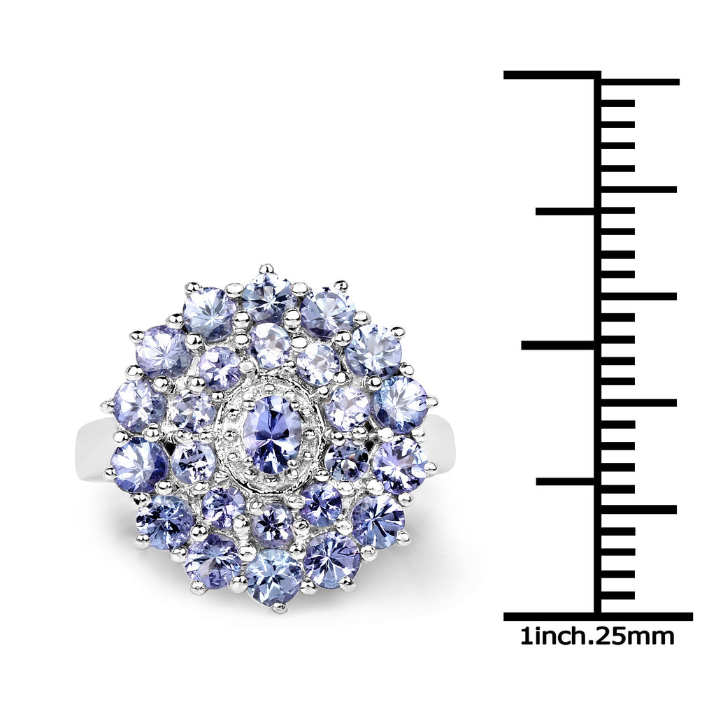 2.27 Carat Genuine Tanzanite .925 Sterling Silver Ring