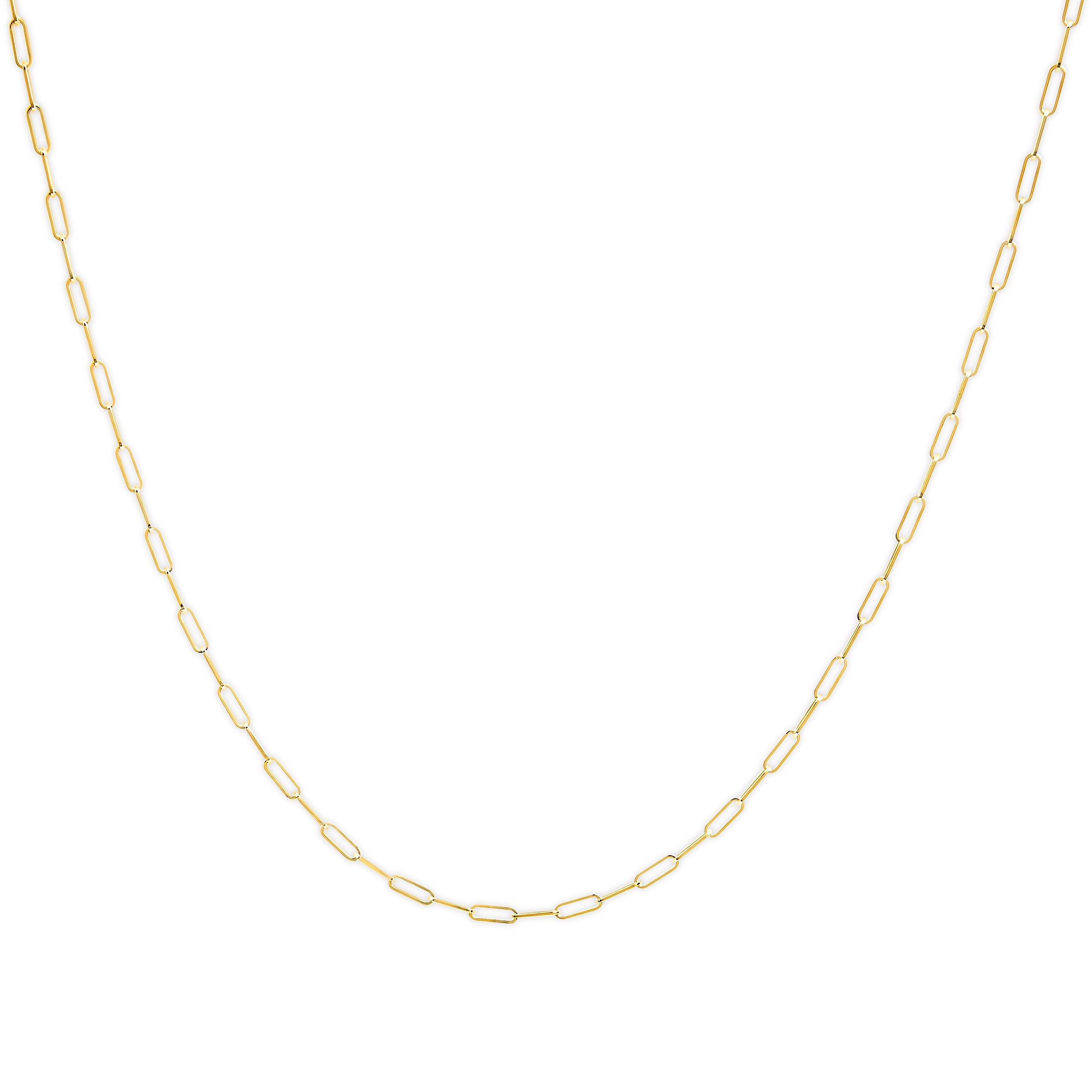 Solid 14K Yellow Gold 2.5mm Paperclip Chain Necklace Unisex 18" Inches