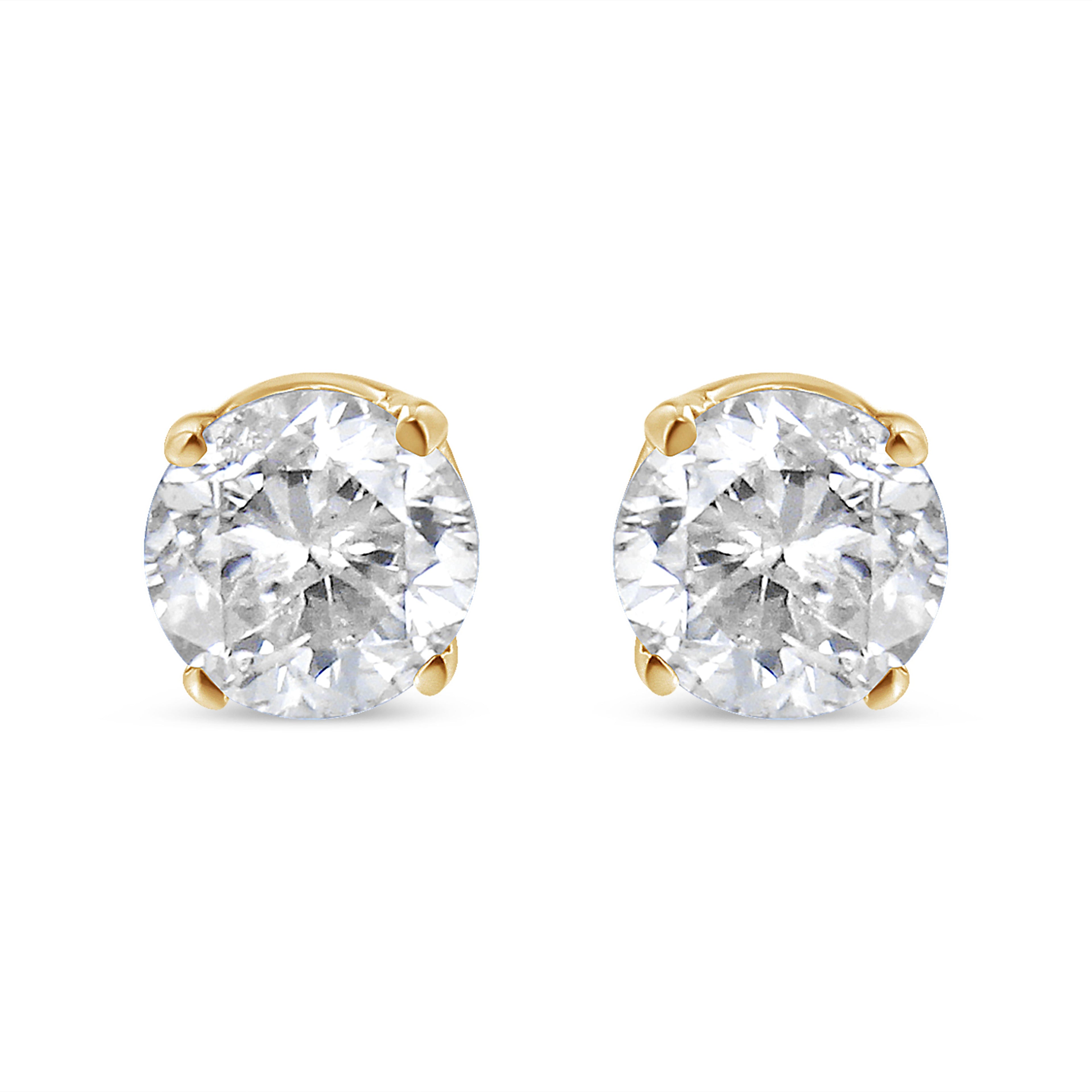 14K Yellow Gold 1/2 Cttw Round-Cut Diamond Solitaire Stud Earrings (O-P Color, SI2-I1 Clarity)