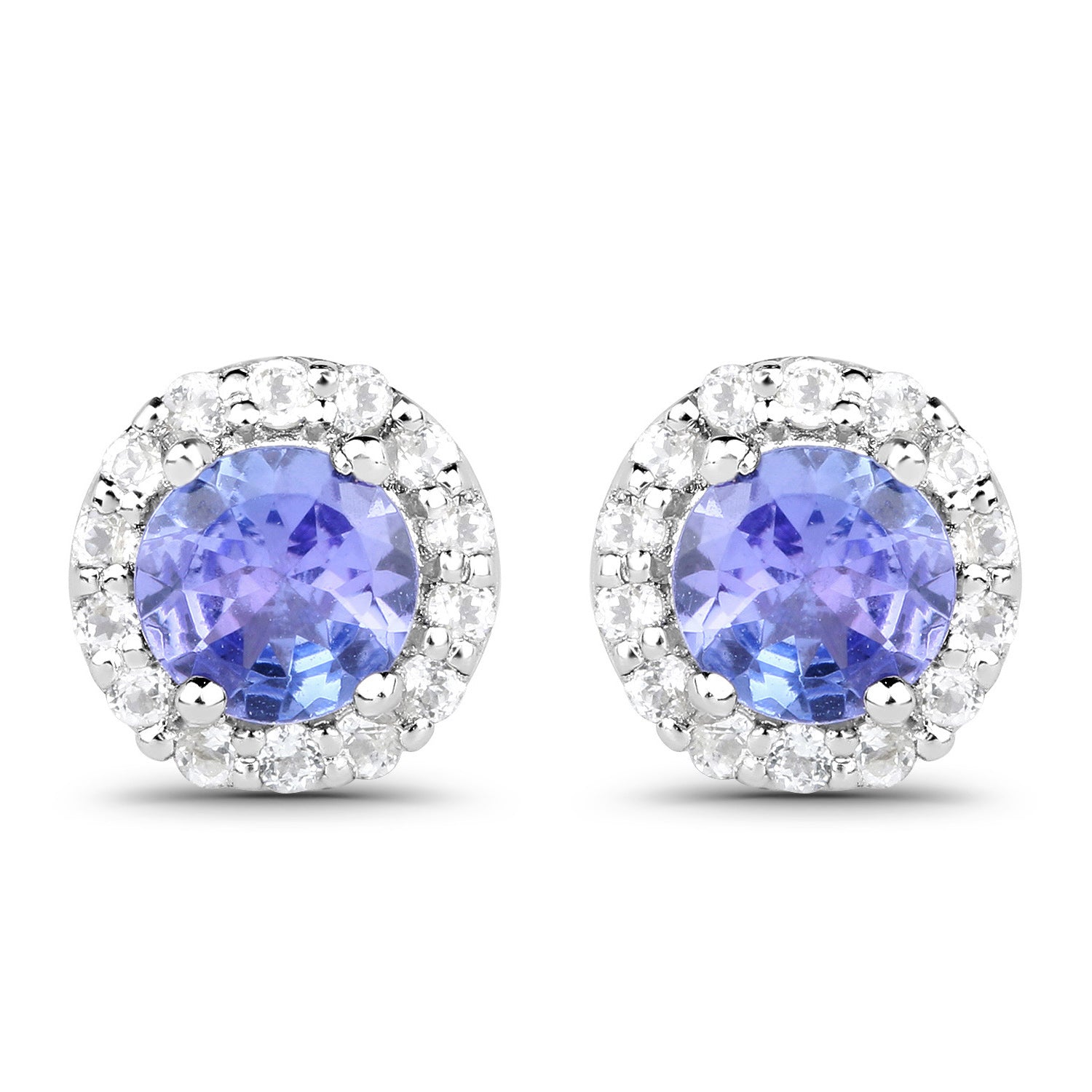 3.77 Carat Genuine Tanzanite and White Topaz .925 Sterling Silver 3 Piece Jewelry Set (Ring, Earrings, and Pendant w/ Chain)