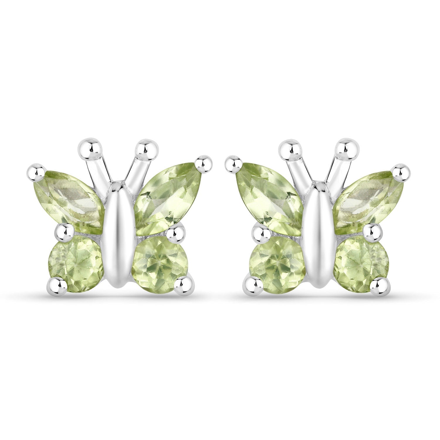 1.00 Carat Genuine Peridot .925 Sterling Silver Earrings