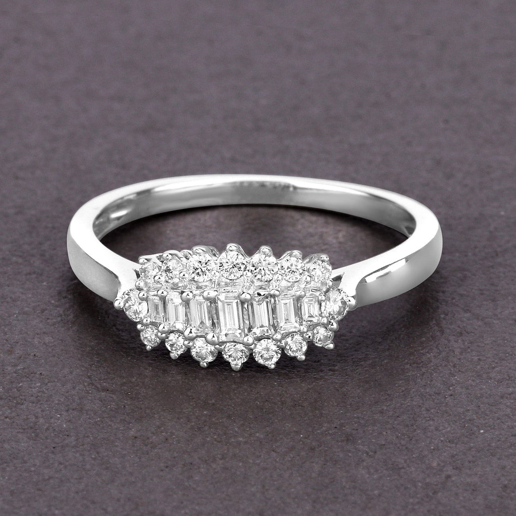 0.37 Carat Genuine White Diamond 14K White Gold Ring (E-F Color, VS-SI Clarity)
