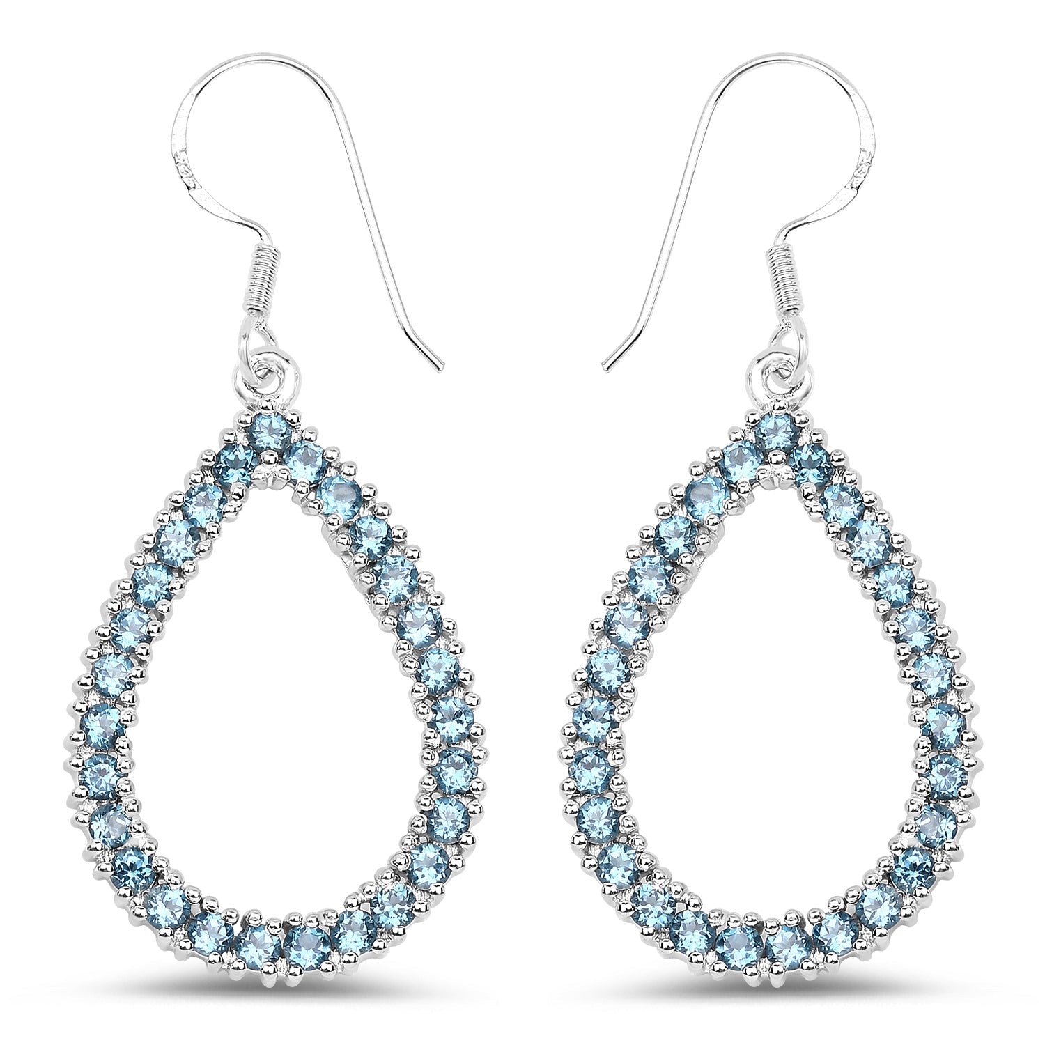 4.32 Carat Genuine London Blue Topaz .925 Sterling Silver Earrings