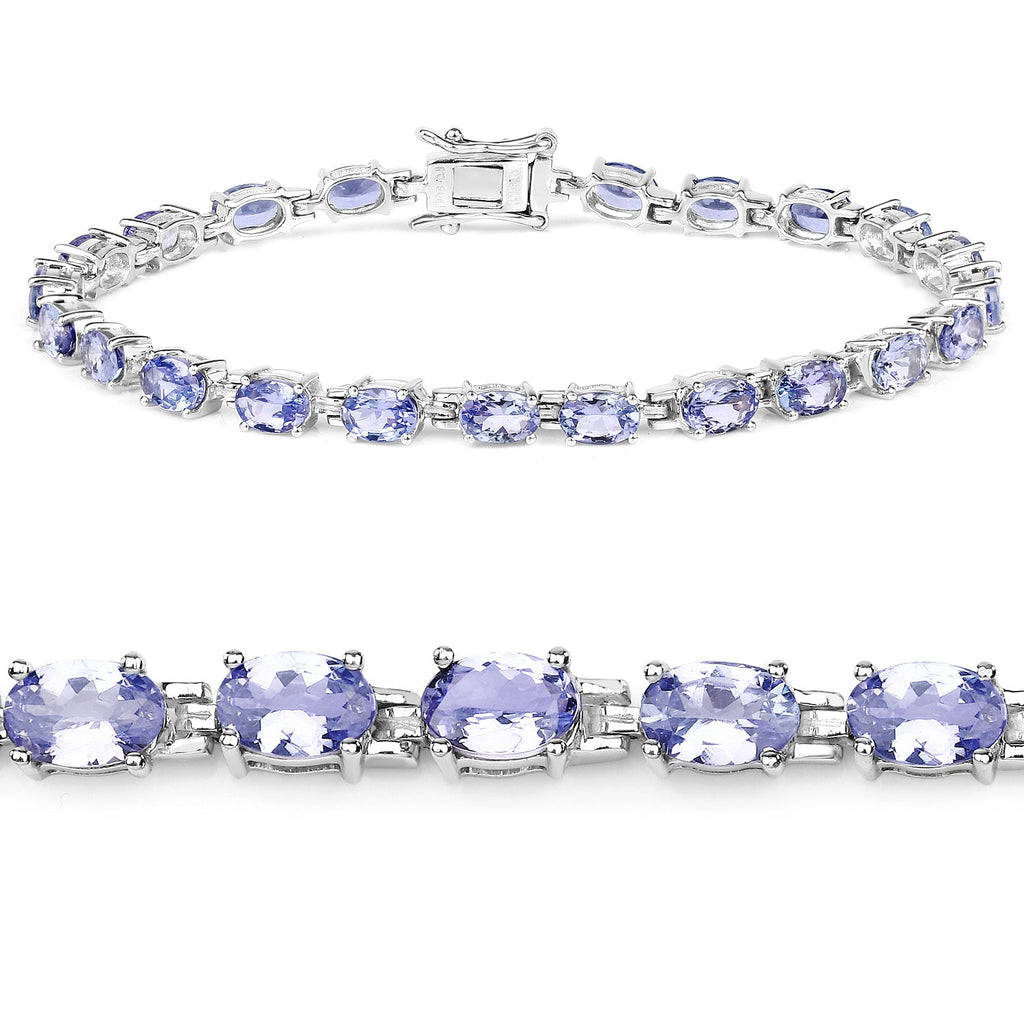 9.68 Carat Genuine Tanzanite .925 Sterling Silver Bracelet