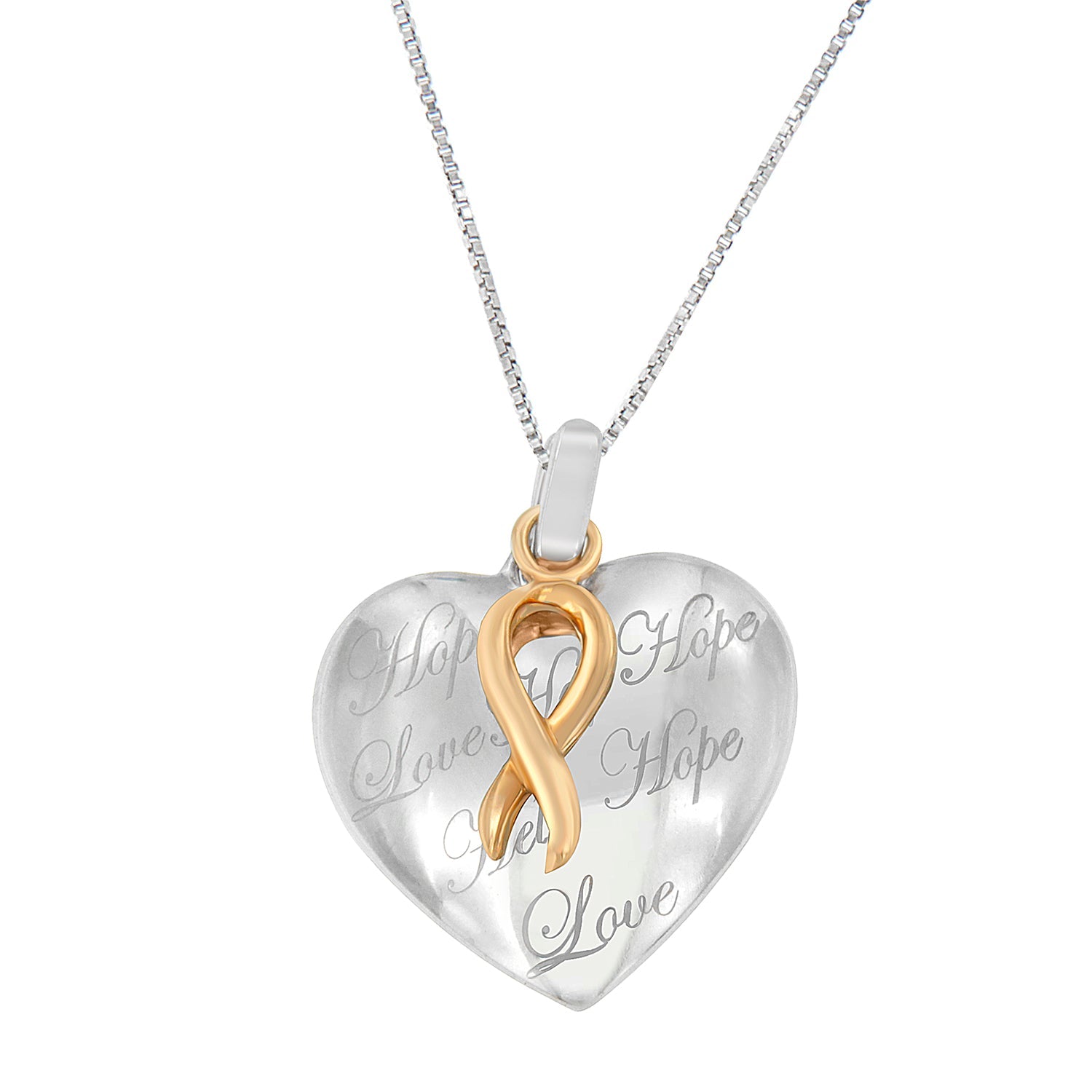 10K Yellow Gold Over Silver Heart Pendant Necklace