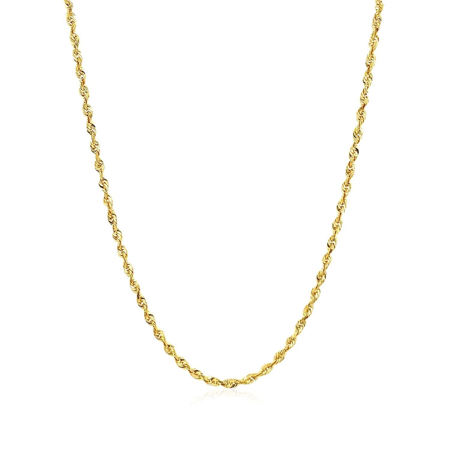 2.0mm 14k Yellow Gold Solid Diamond Cut Rope Chain