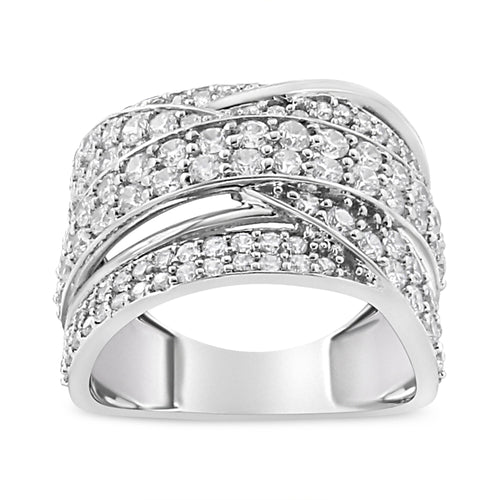 .925 Sterling Silver 2.00 Cttw Round-Cut Diamond Overlapping Bypass Band Ring (I-J Color, I2-I3 Clarity) - Ring Size 7