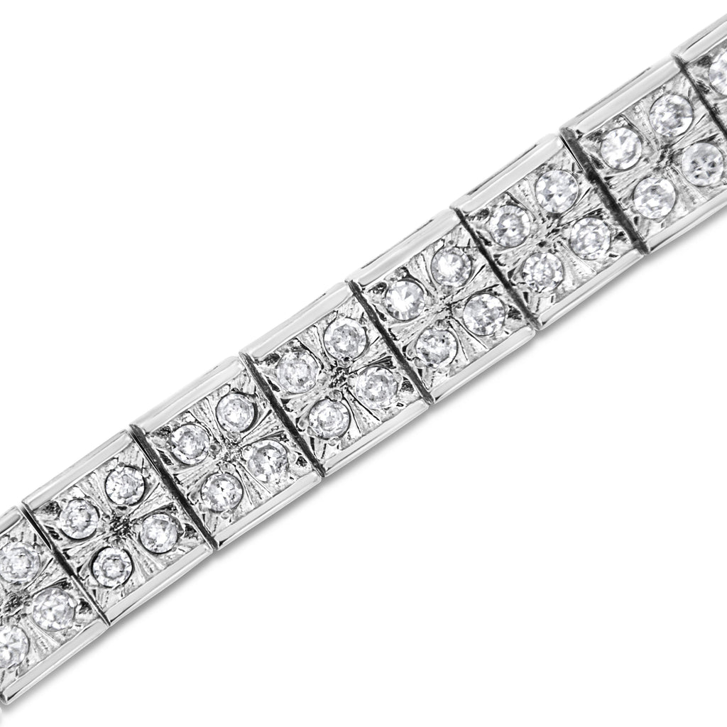 .925 Sterling Silver 2 Cttw Prong Set Round-Cut Diamond 4 Stone Box Link Bracelet (I-J Color, I3 Clarity) - 7.25"