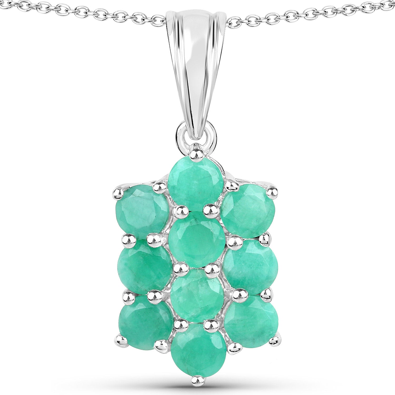 6.60 Carat Genuine Emerald .925 Sterling Silver 3 Piece Jewelry Set (Ring, Earrings, and Pendant w/ Chain)