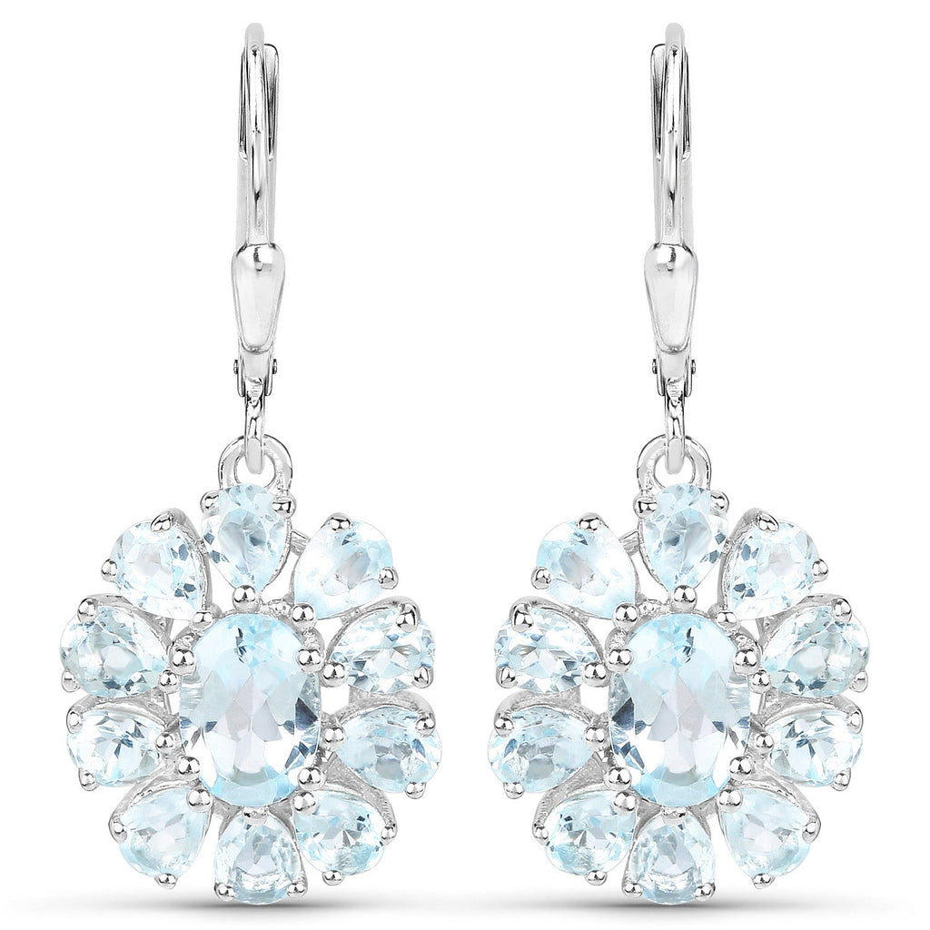14.02 Carat Genuine Blue Topaz and White Topaz .925 Sterling Silver 3 Piece Jewelry Set (Ring, Earrings, and Pendant w/ Chain)