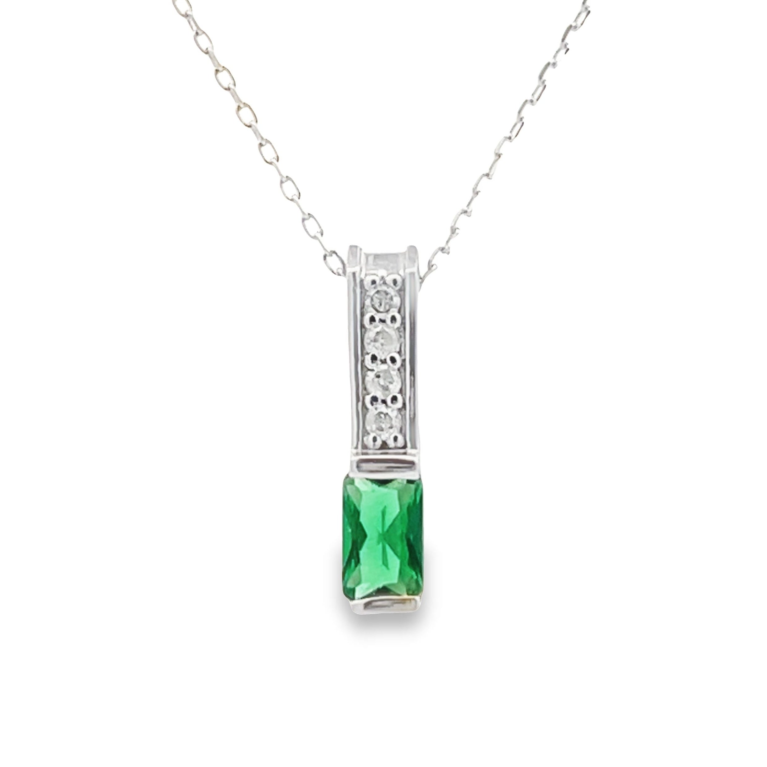 .06ct Created Emerald Fashion Pendants 10KT White Gold